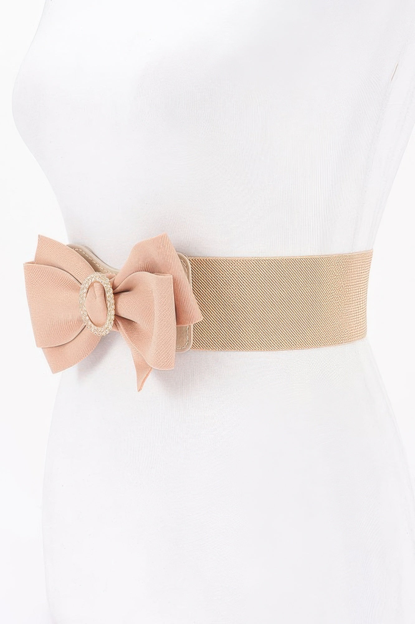 Stretch Waist Belt with Rhinestone Bow Buckle Secondary image