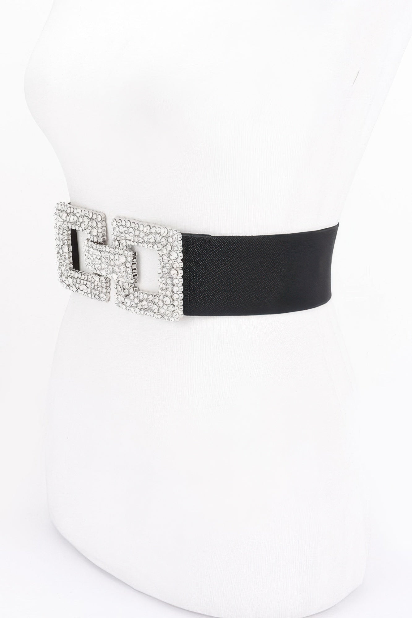 Wide Elastic Belt with Rhinestone Statement Buckle Secondary image