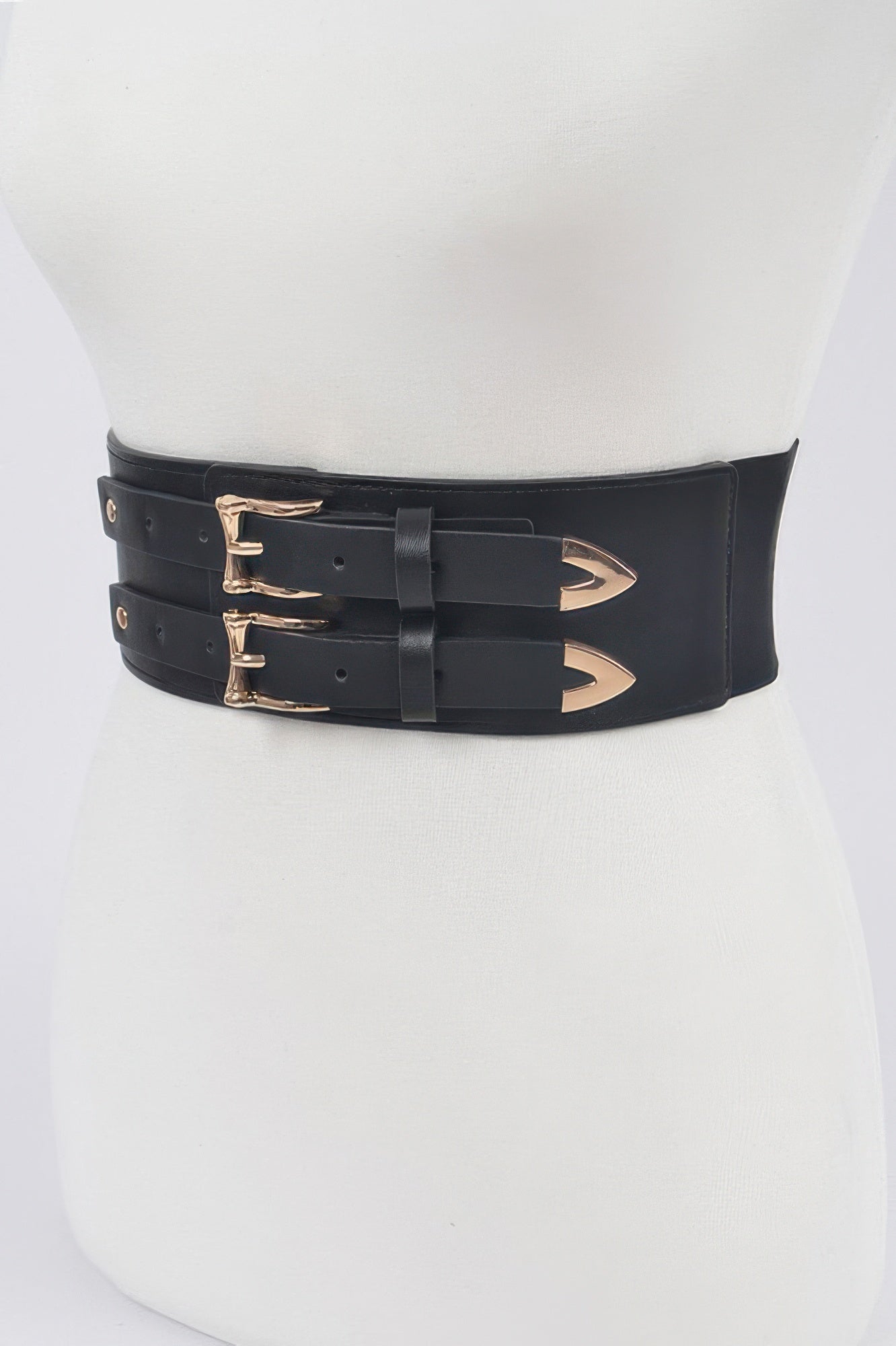 Wide Stretch Waist Belt with Double Buckles Secondary image