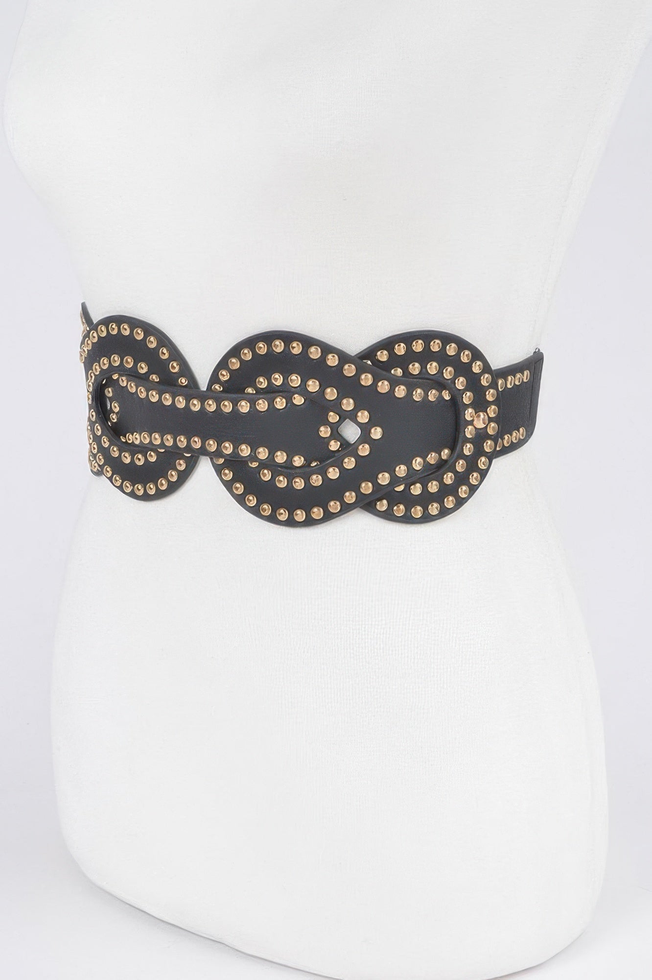 Studded Faux Leather Stretch Belt with Braided Front Secondary image