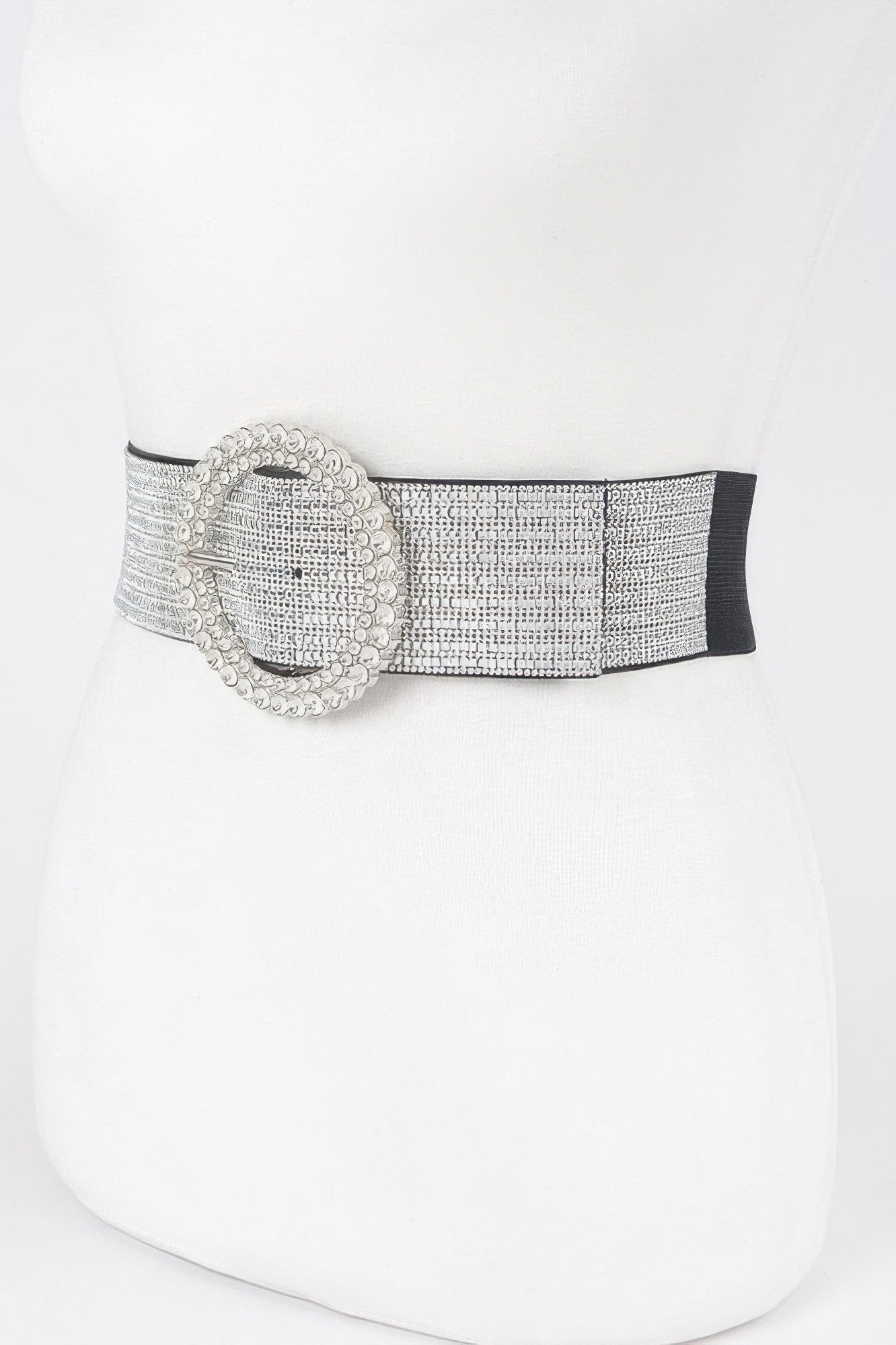 Wide Elastic Belt with Rhinestone Buckle Secondary image