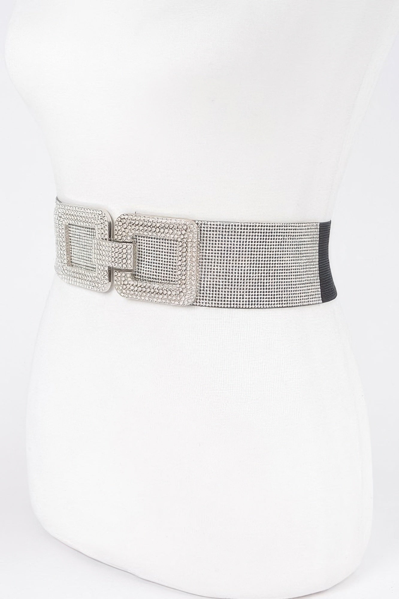 Wide Elastic Rhinestone Buckle Belt Secondary image