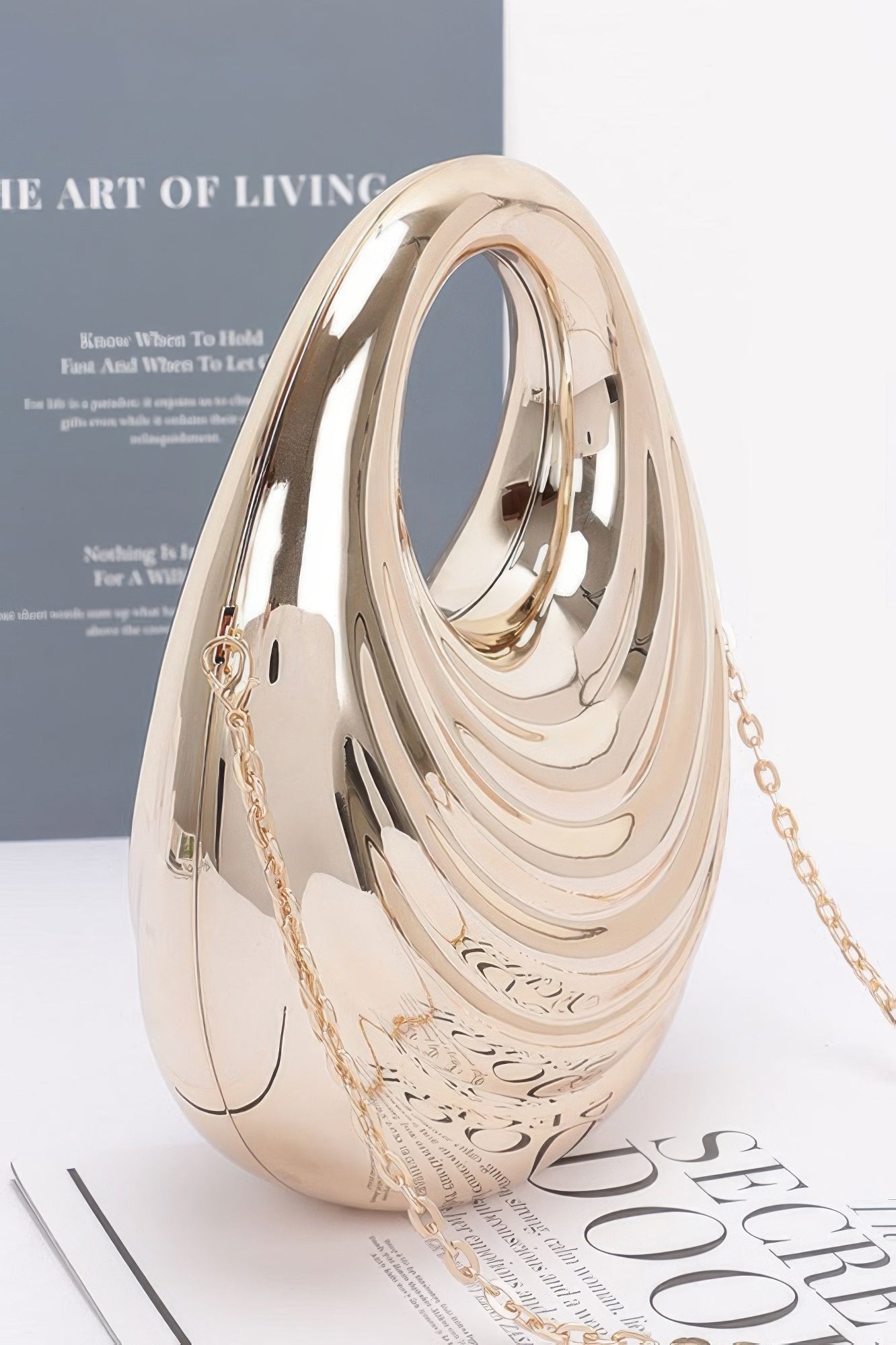 Sculptural Metallic Acrylic Chain Bag Secondary image