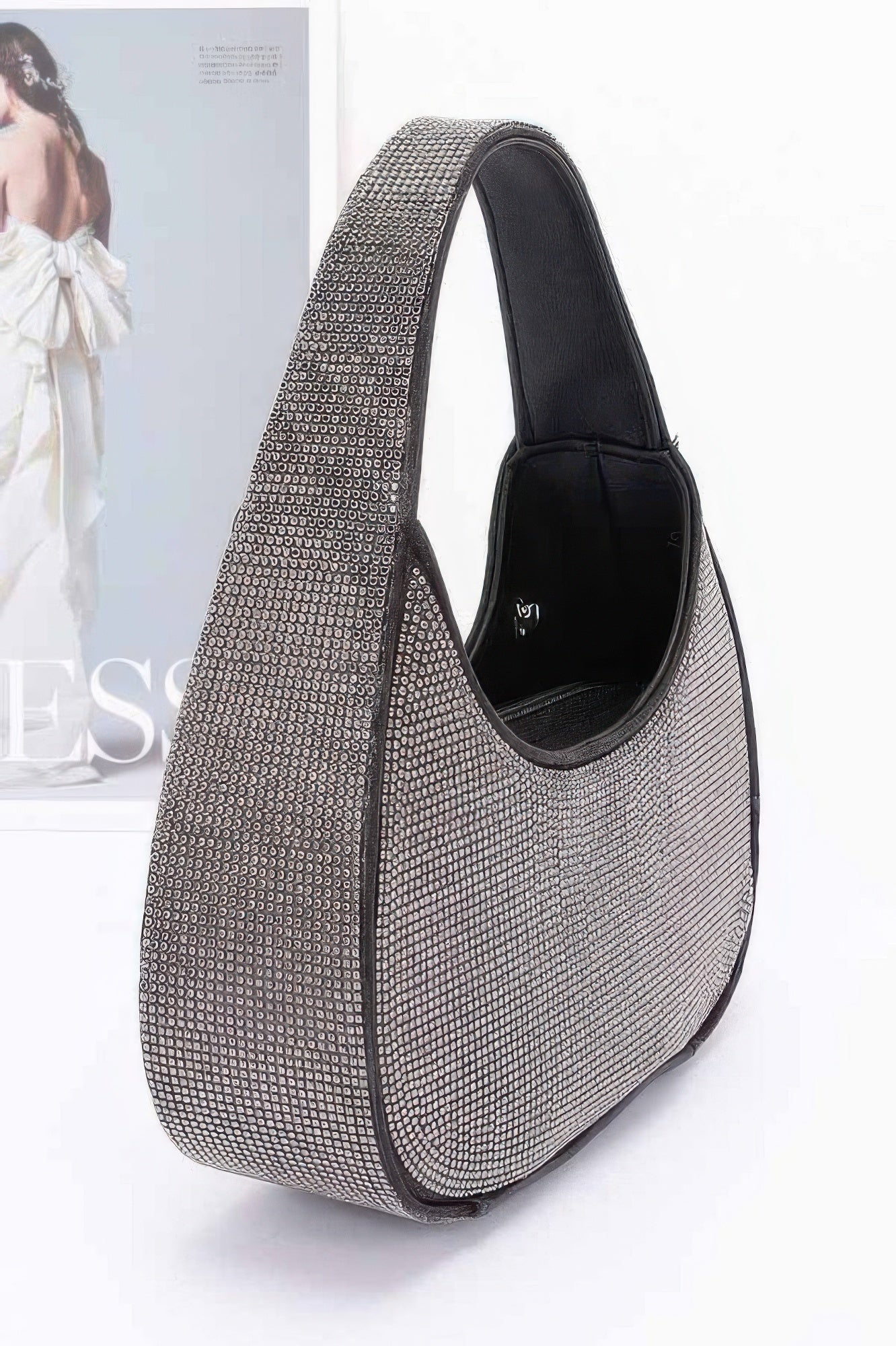 Rhinestone Slouchy Hobo Bag With Chain Strap Secondary image