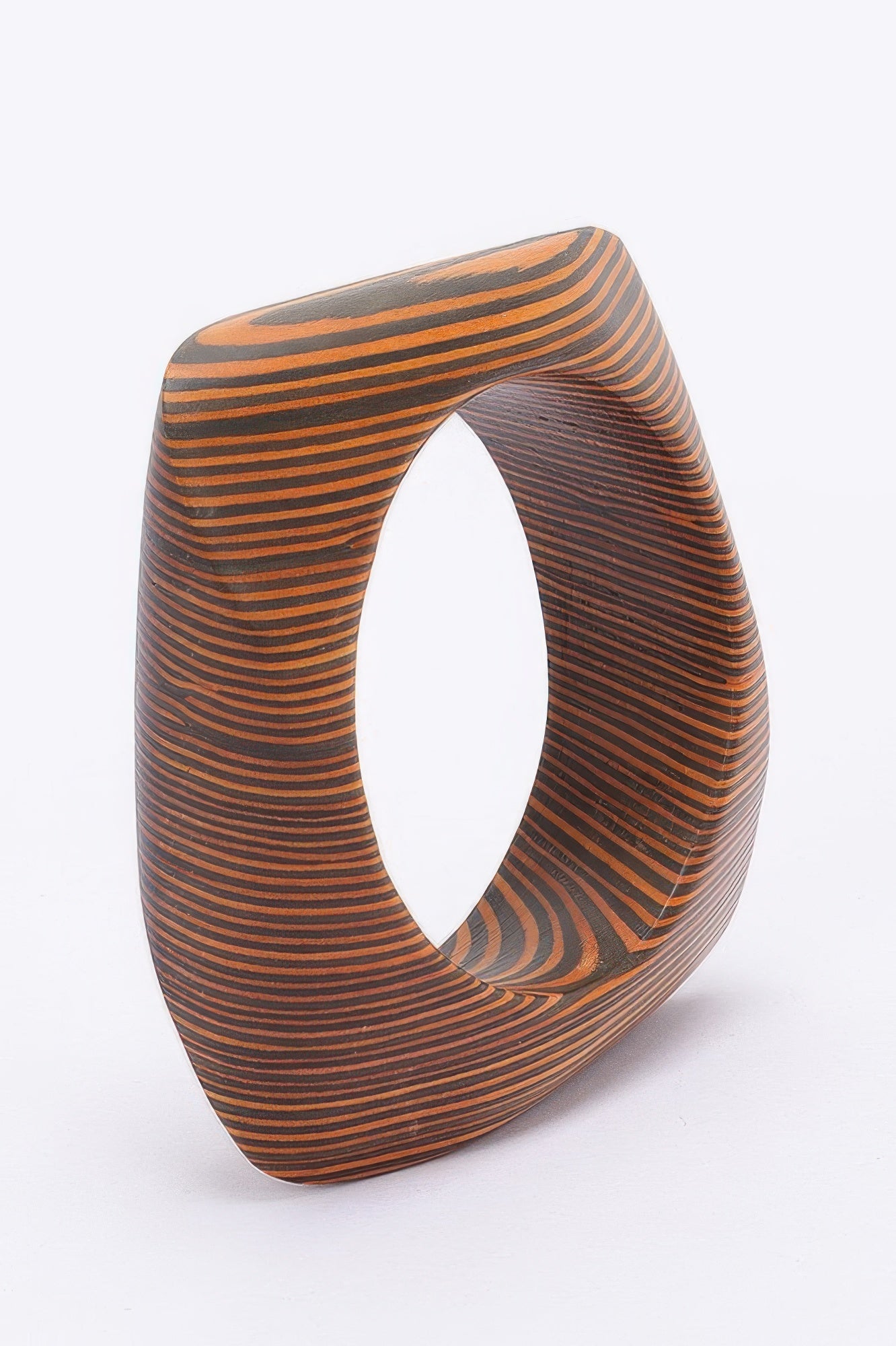 Curved Striped Wood Cuff Bracelet Secondary image