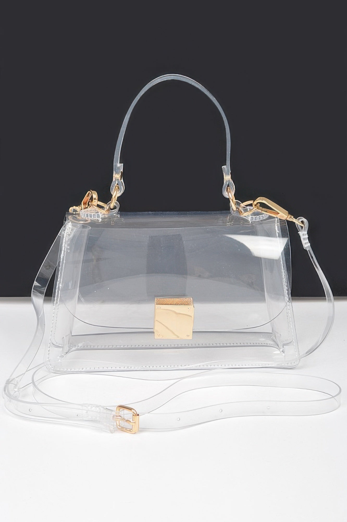 Iridescent Clear PVC Flap Shoulder Clutch Secondary image