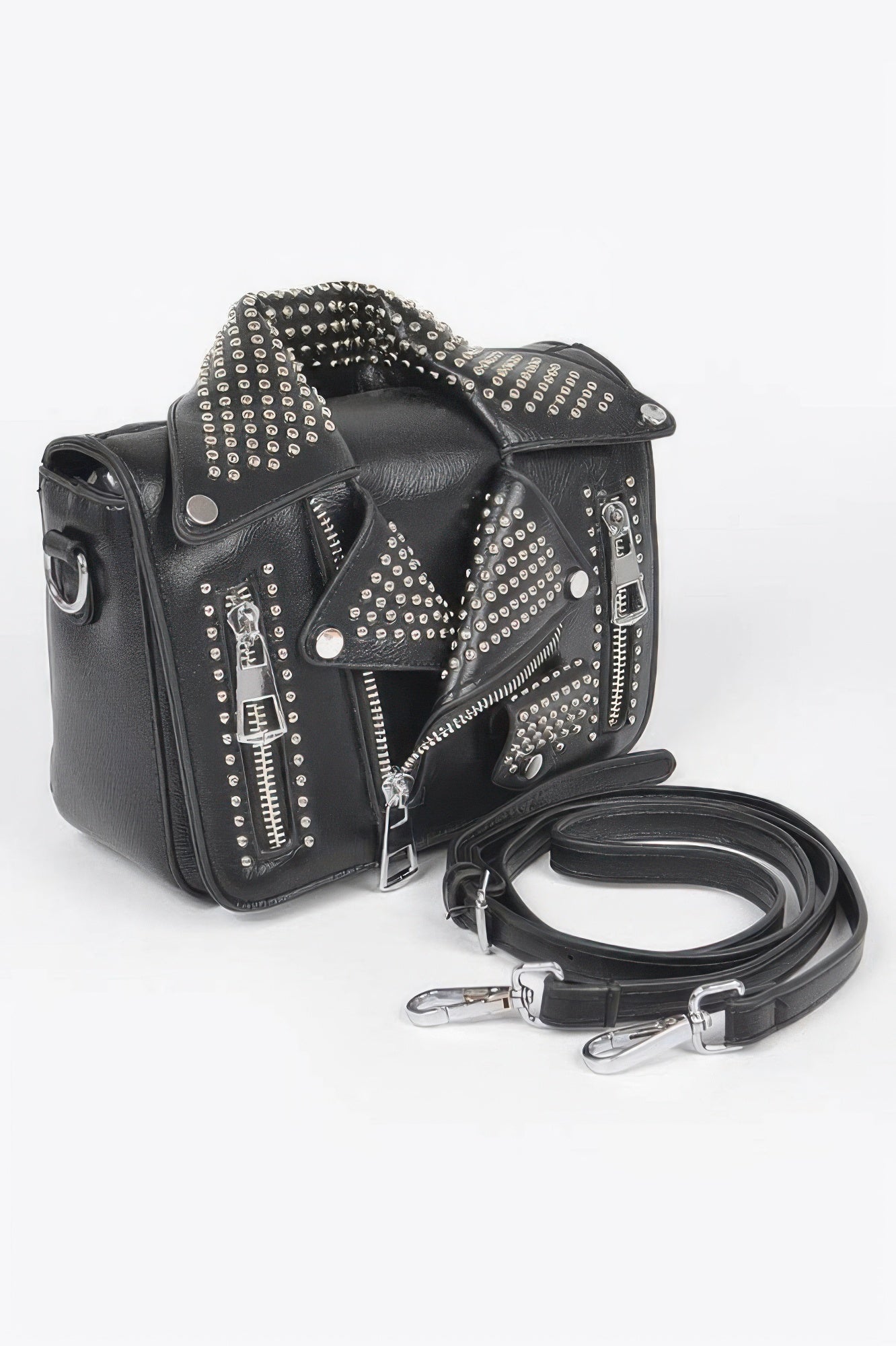 Studded Faux Leather Jacket-Style Crossbody Clutch Secondary image