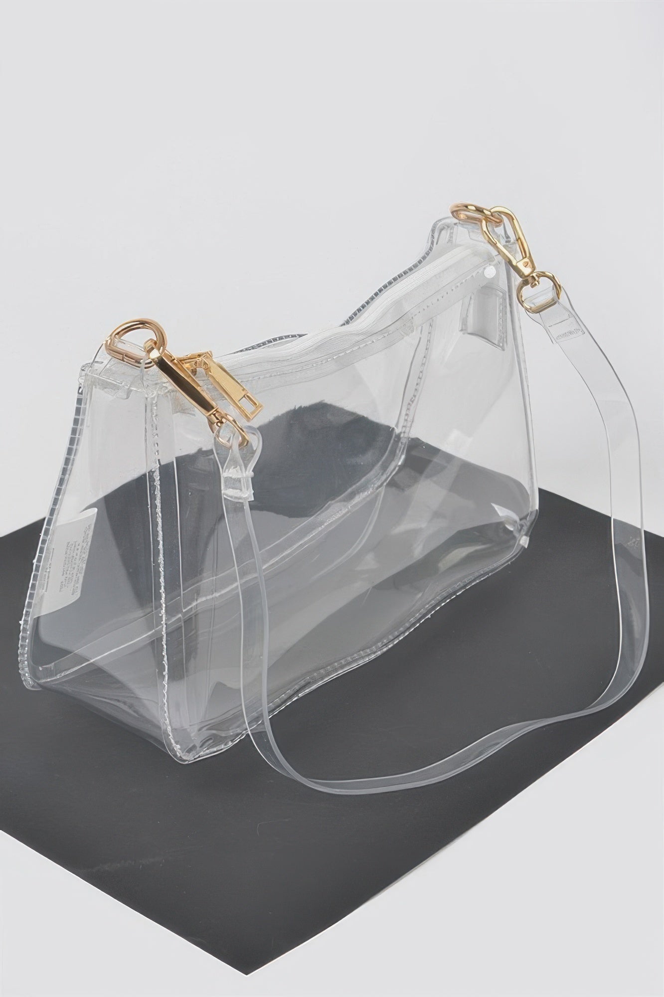 Clear PVC Shoulder Bag with Gold Chain Strap Secondary image