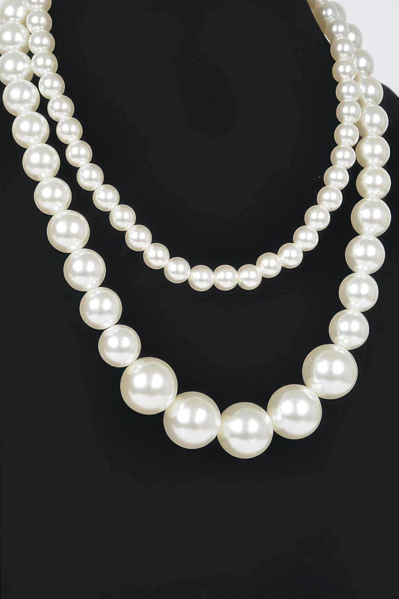 Cream Graduated Faux Pearl Double-Strand Necklace Secondary image