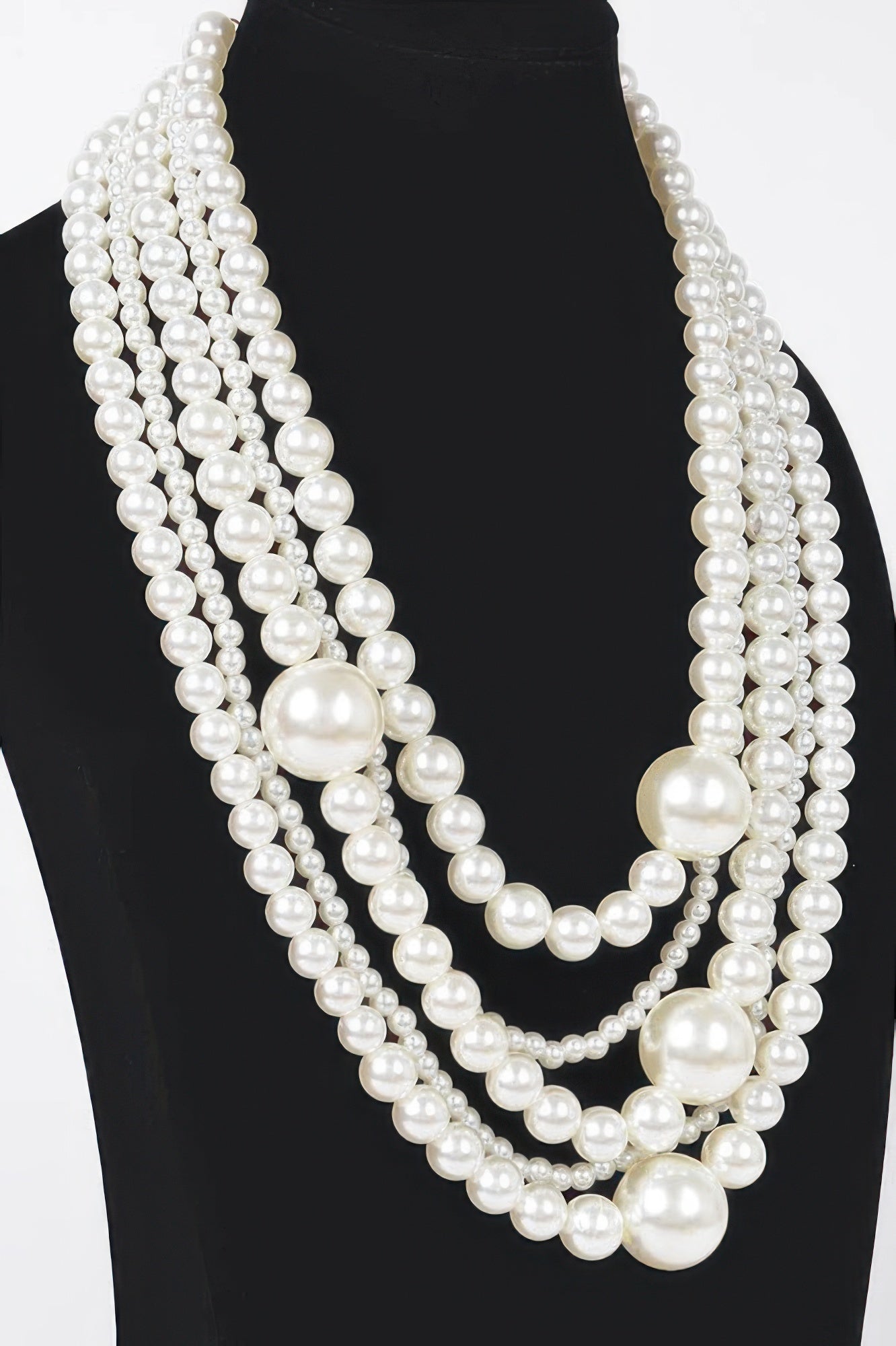 Ivory Layered Faux Pearl Necklace and Earring Set Secondary image