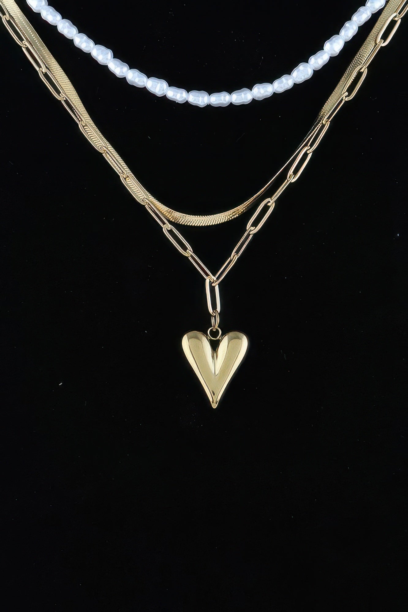Gold-Tone Layered Heart Pendant Necklace Secondary image