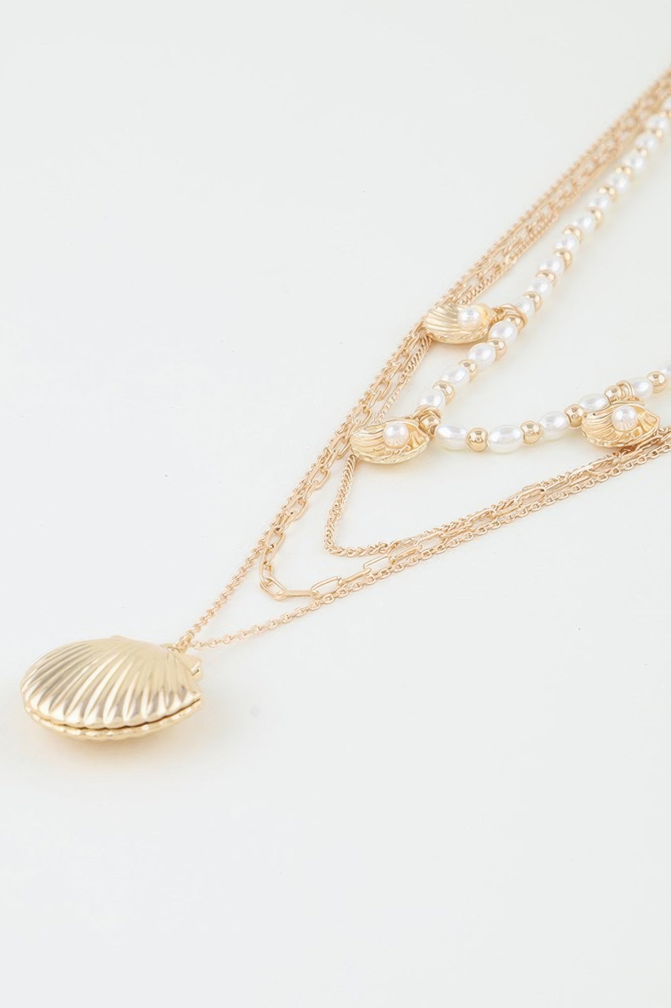 Gold-Tone Faux Pearl and Seashell Charm Necklace Secondary image