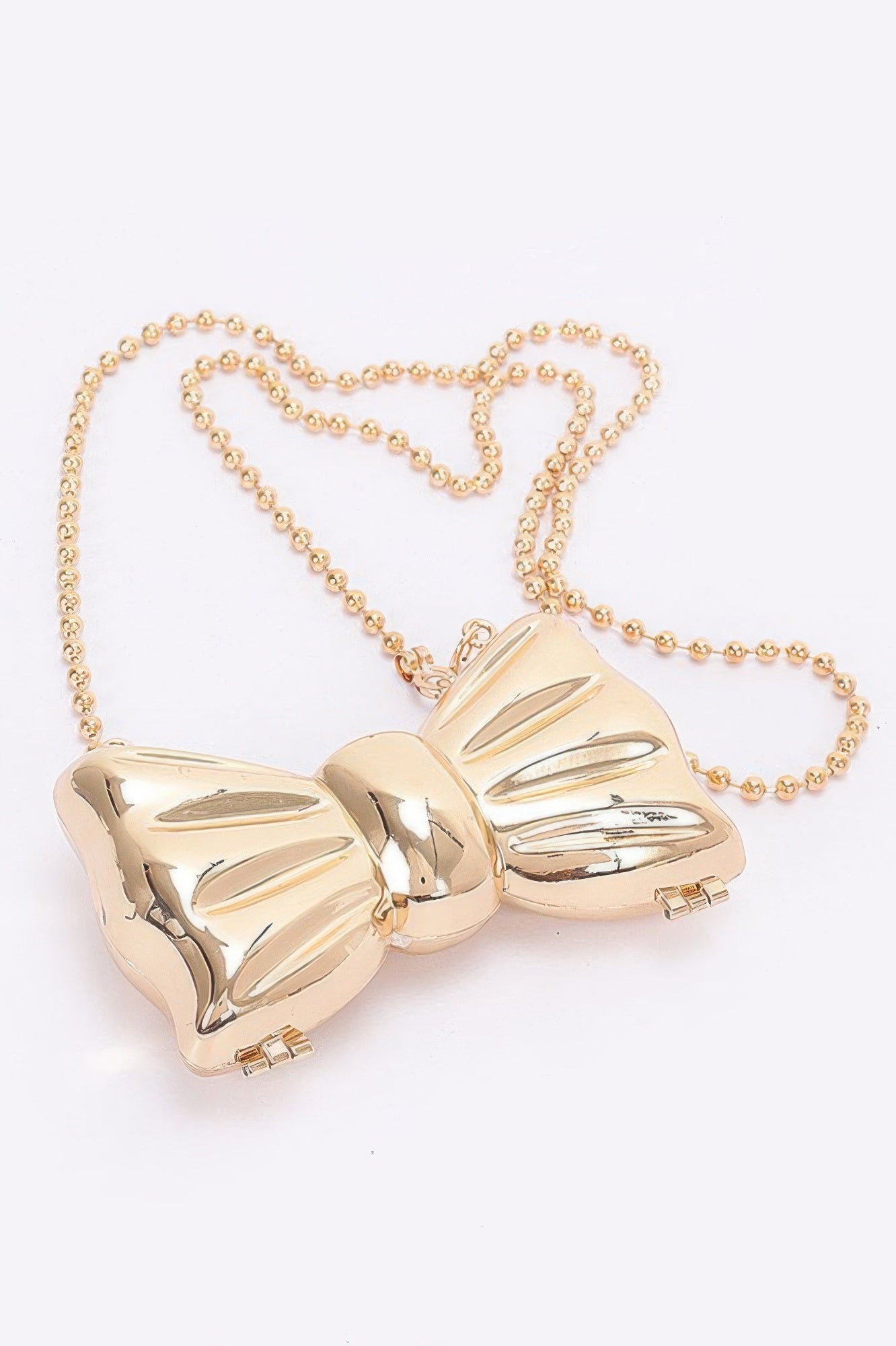 Mixed-Metal Bow Mini Clutch With Chain Secondary image