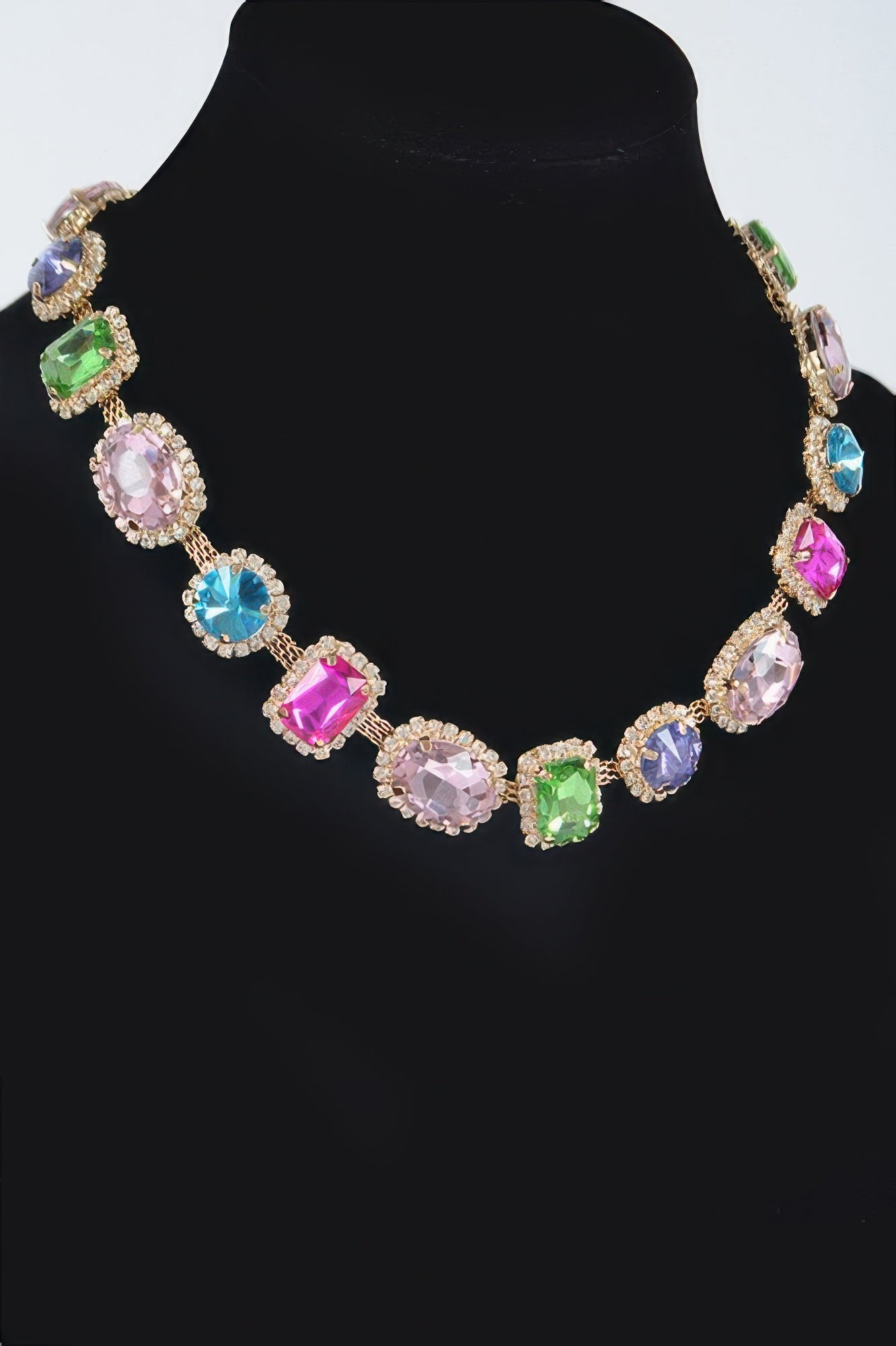 Multicolor Assorted Stone Statement Necklace Secondary image