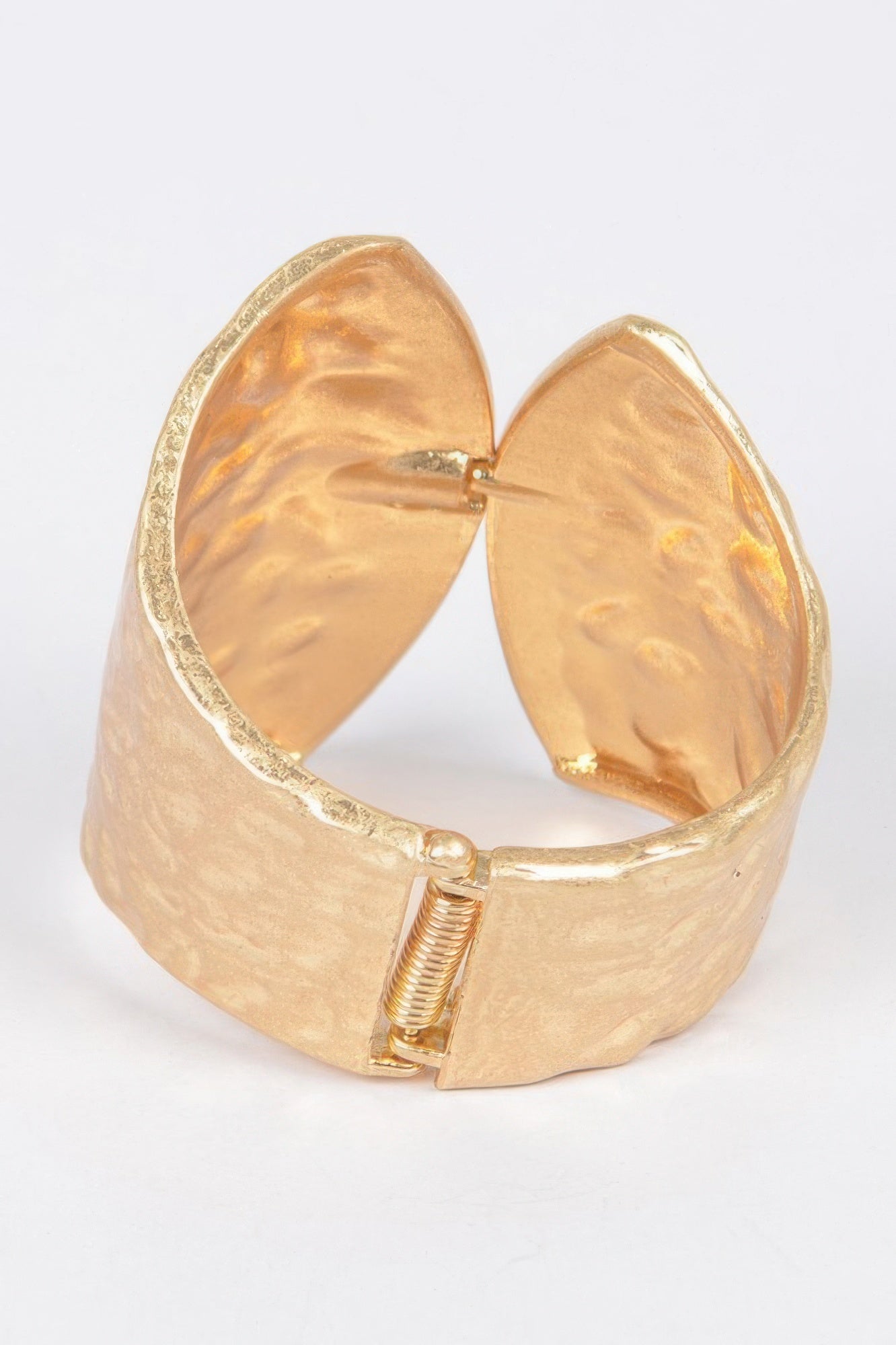 Gold Sculpted Cast Metal Hinge Cuff Bracelet Secondary image