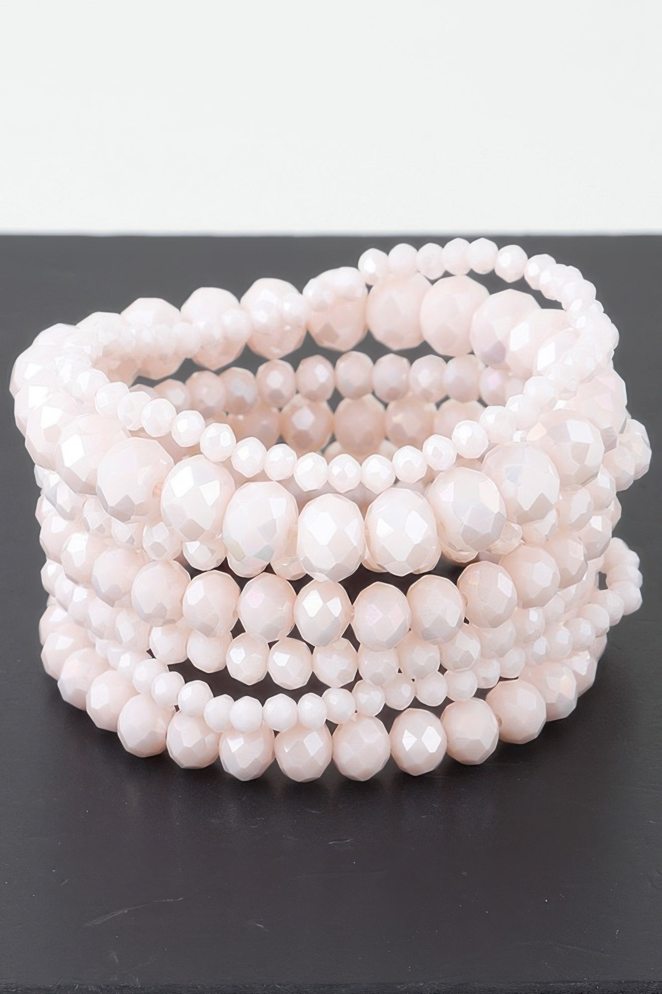 Faceted Crystal-Style Beaded Stretch Bracelet Secondary image