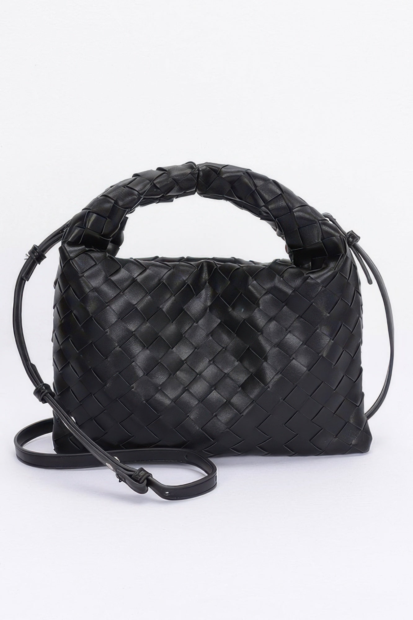 Woven Faux Leather Shoulder Clutch Secondary image