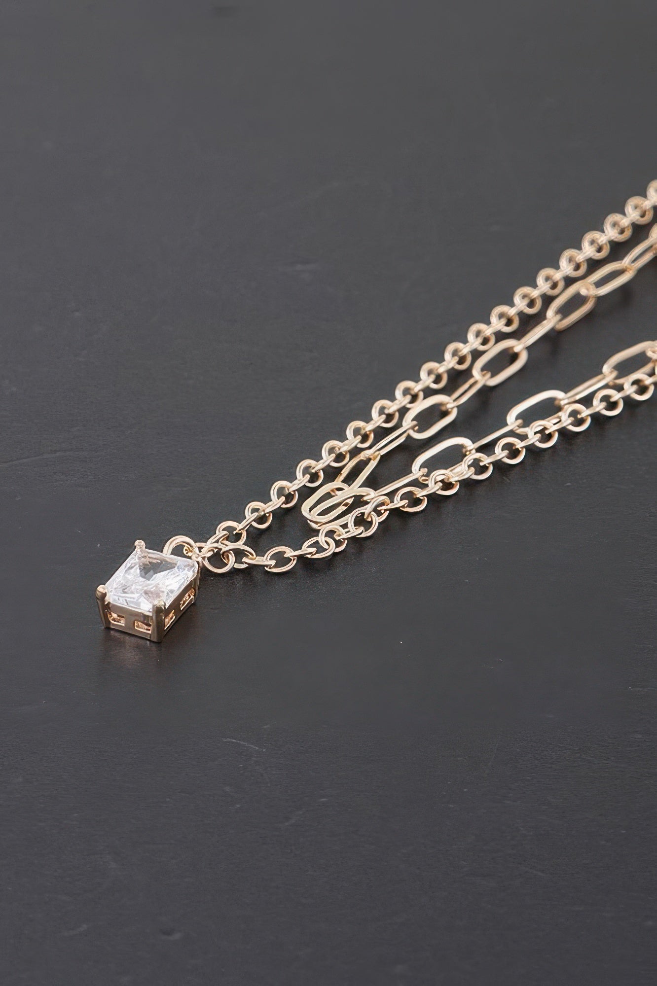 Double-Layer Crystal Accent Chain Necklace Secondary image