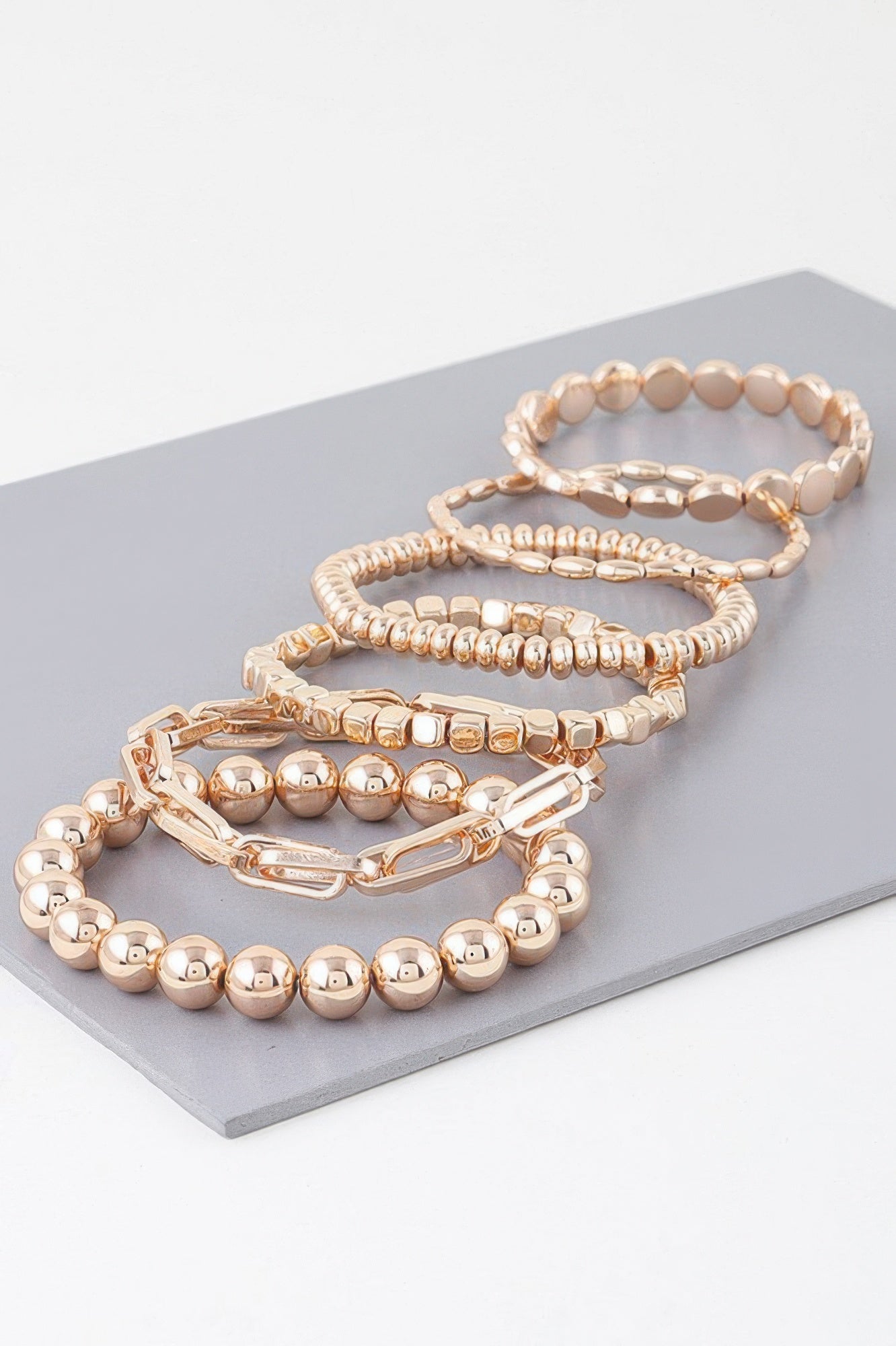 Layered Bead and Chain Stretch Bracelet Secondary image