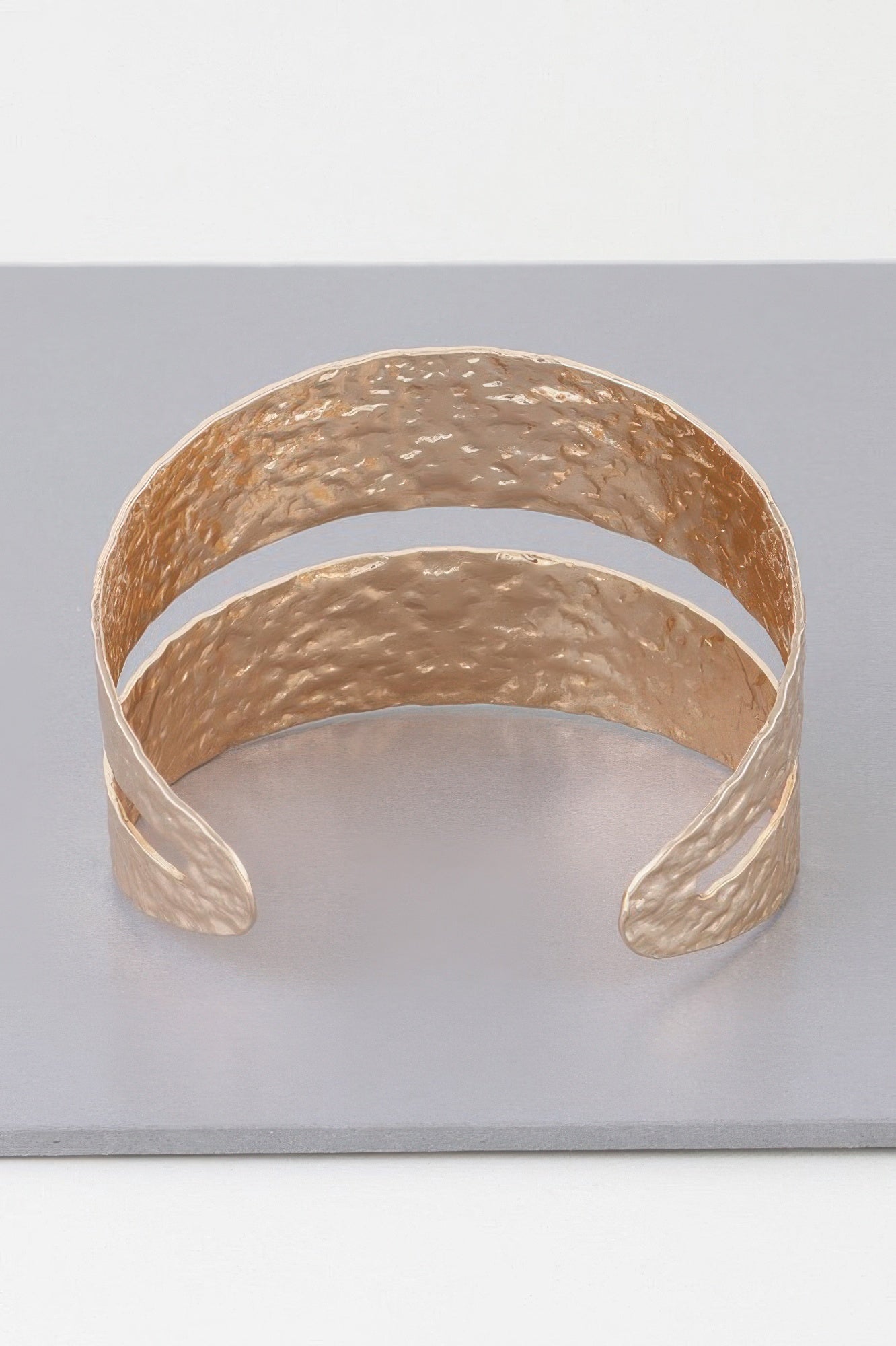 Textured Double-Band Open Cuff Bracelet Secondary image