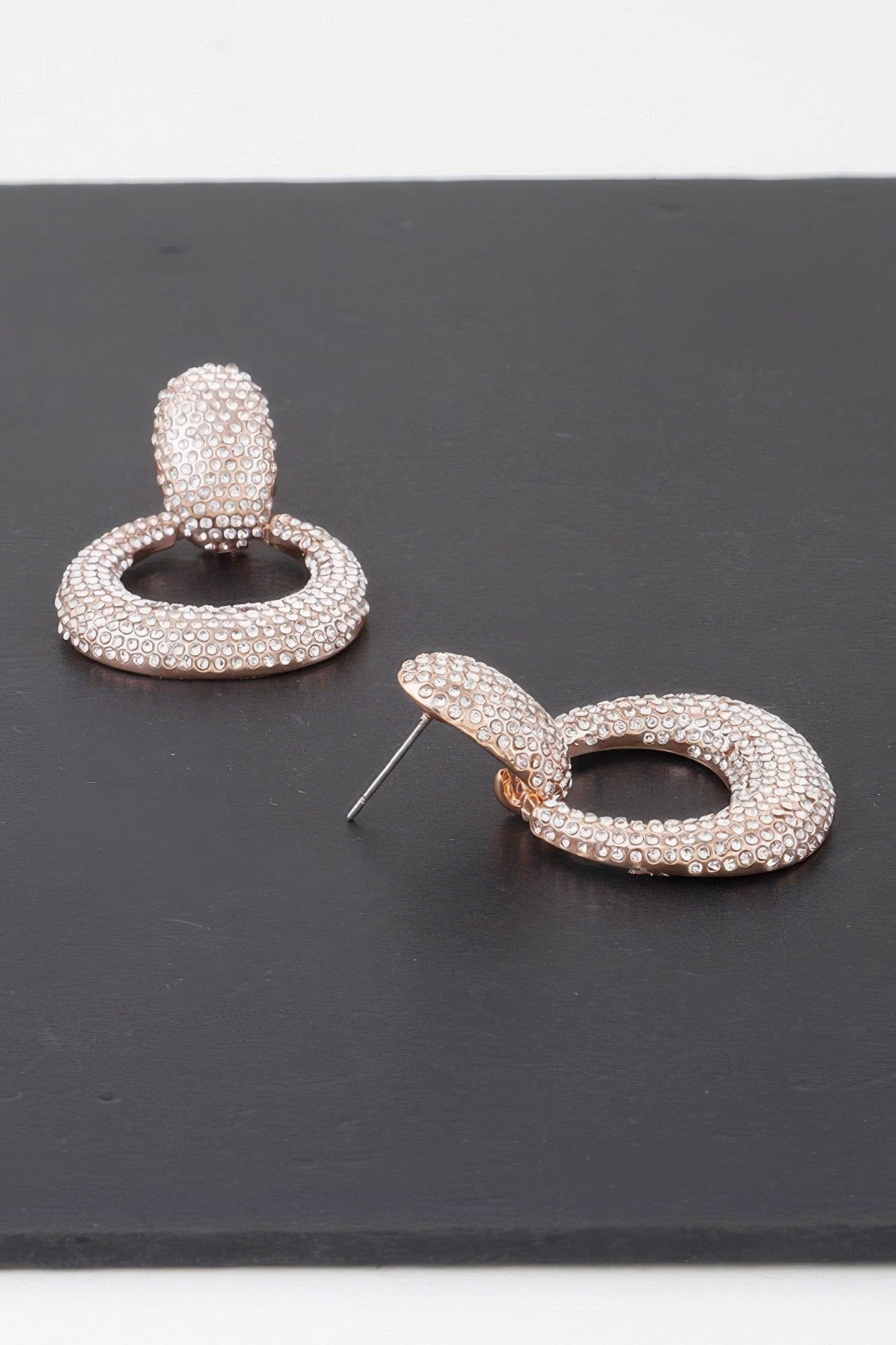 Crystal-Detail Oval Top Hoop Drop Earrings Secondary image