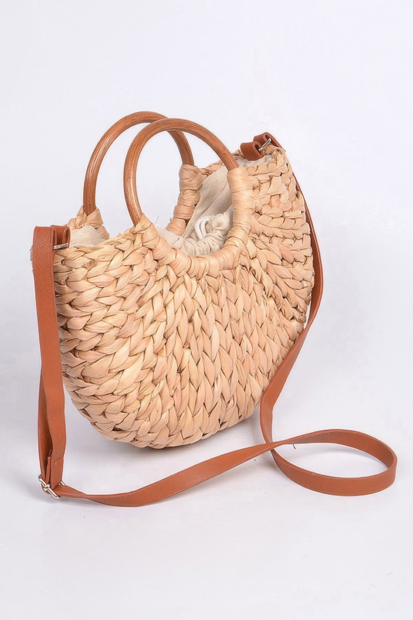 Natural Woven Straw Handbag With Top Handle Secondary image