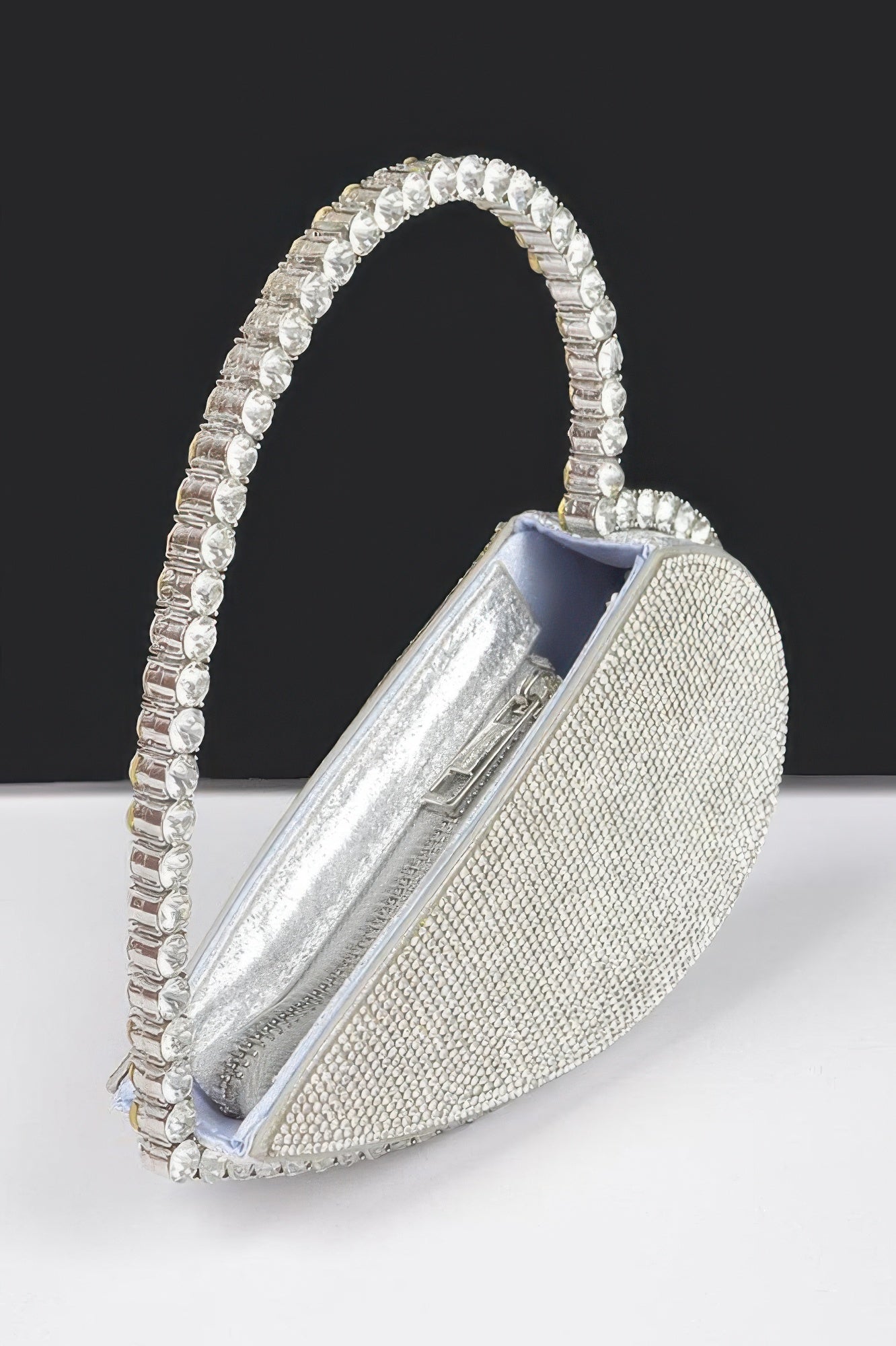 Silver Rhinestone Chain-Handle Clutch Bag Secondary image