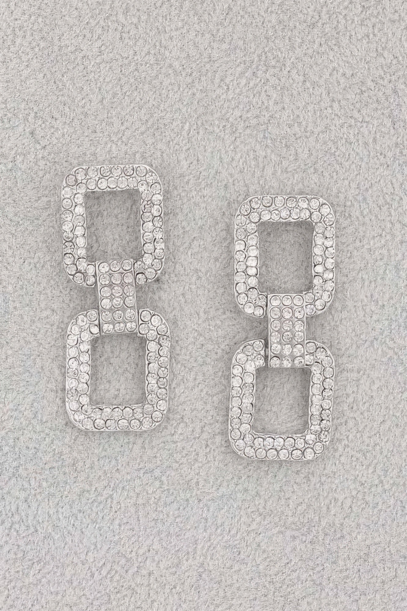 Rhinestone Double-Frame Drop Earrings Secondary image