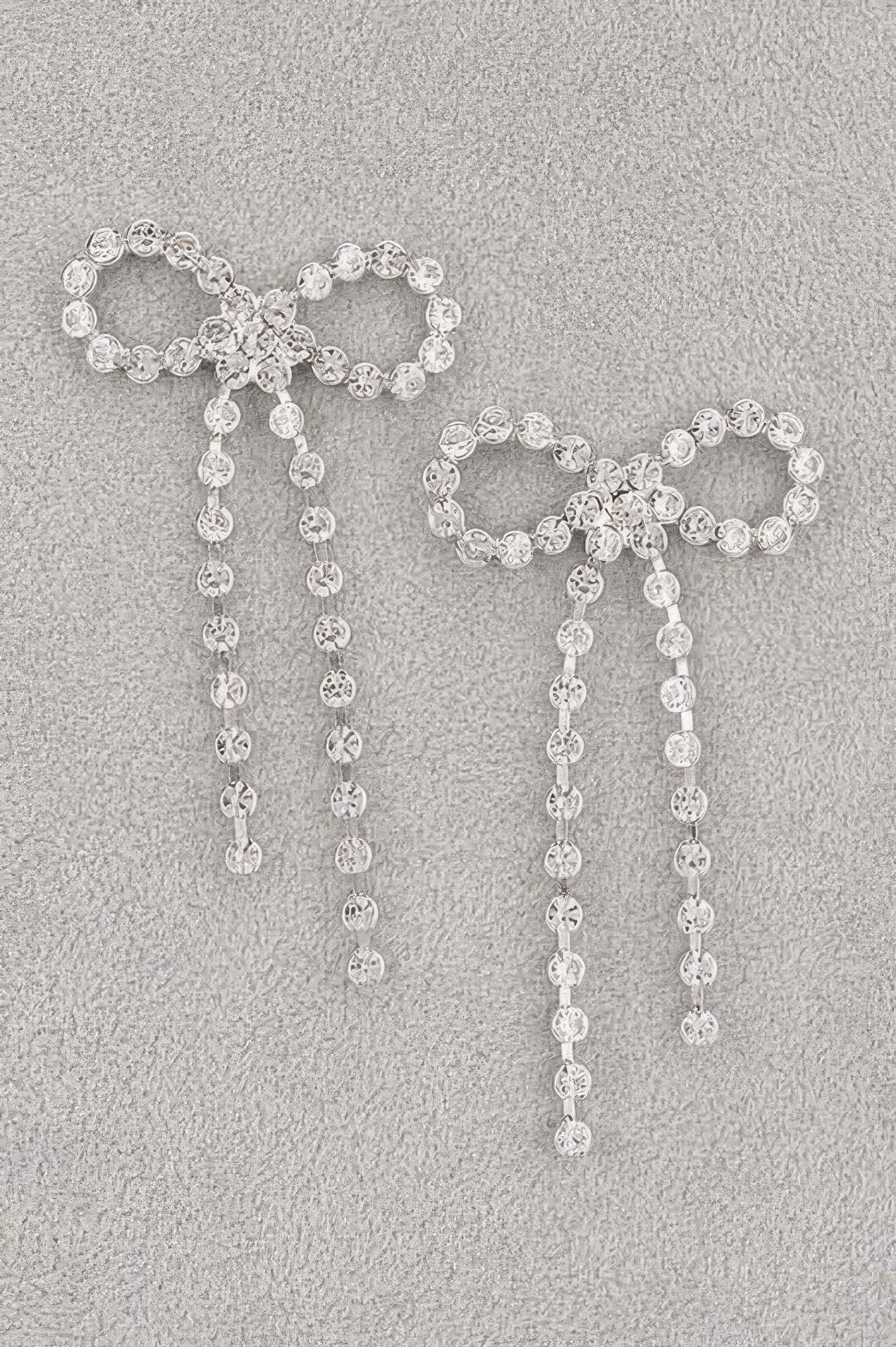 Rhinestone Bow Drop Earrings Secondary image