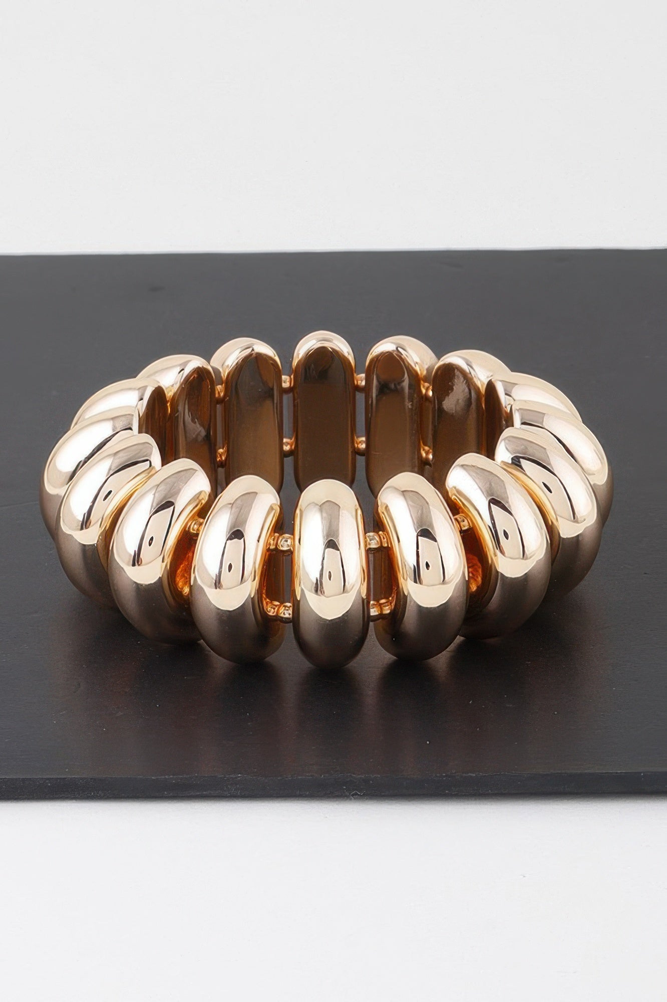 Gold Layered Hoop and Beaded Stretch Bracelet Secondary image
