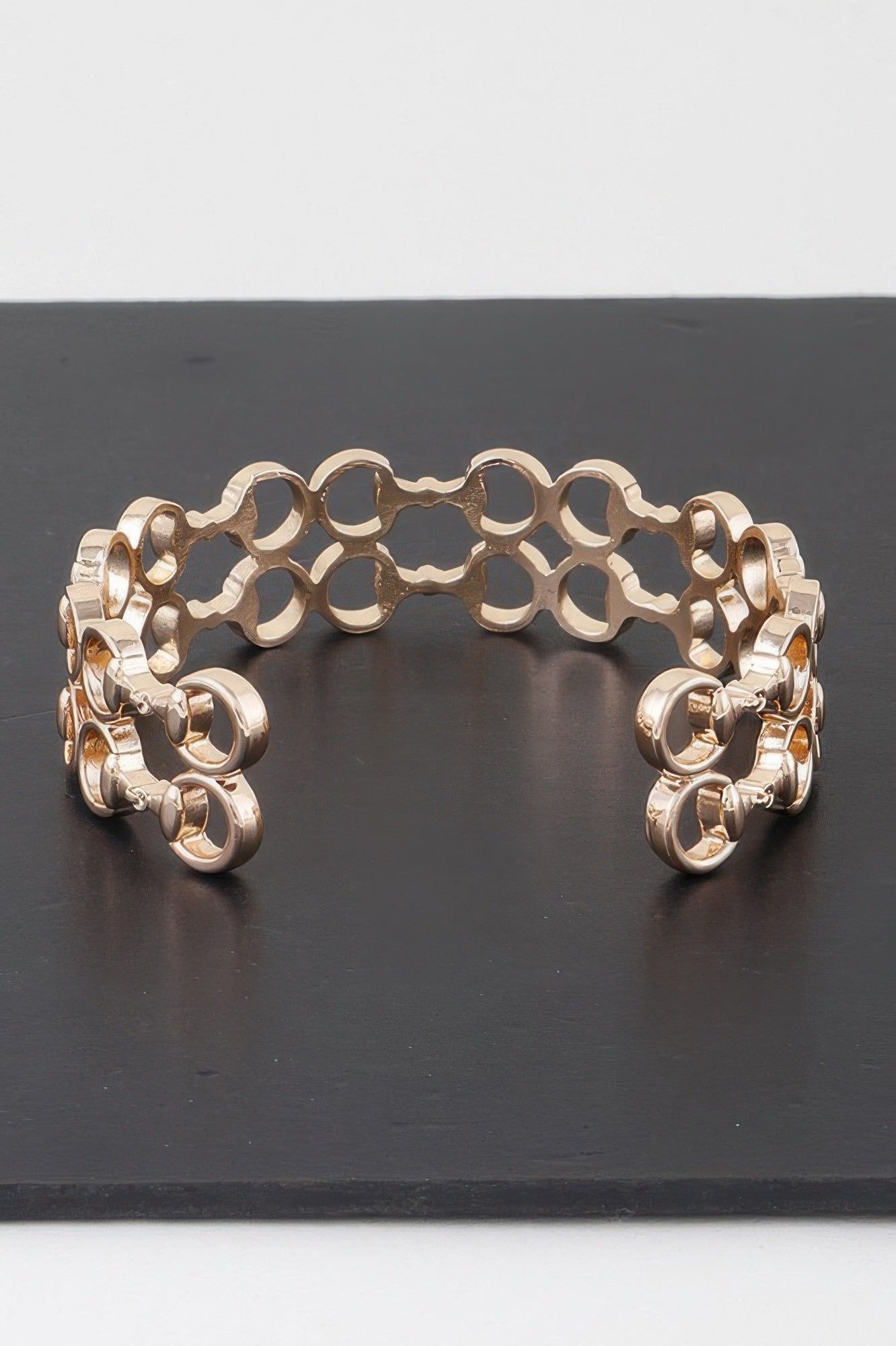Gold-Tone Linked Ring Cuff Bracelet Secondary image