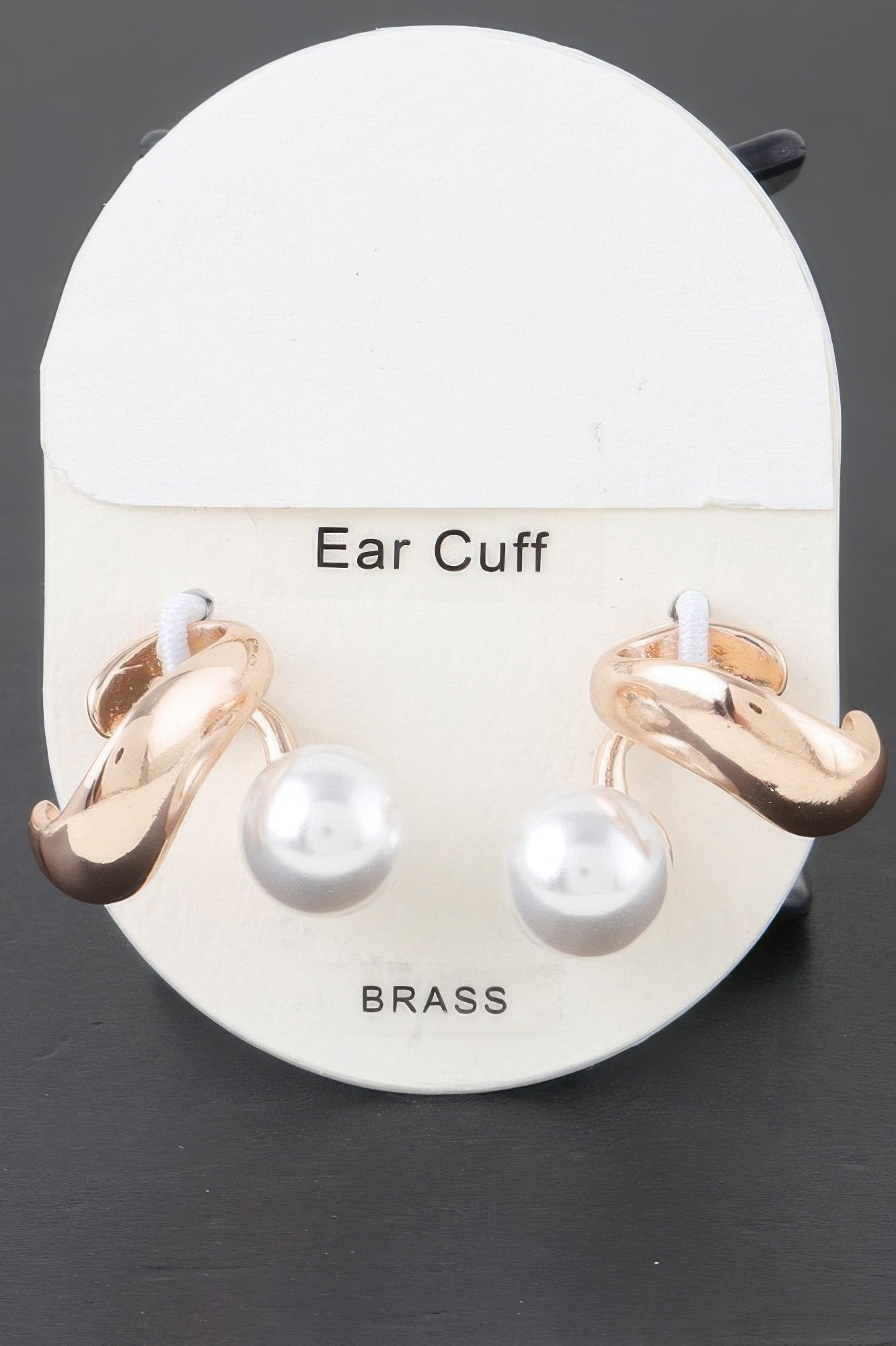 Pearl Accent Brass Ear Cuff in Gold Cream Secondary image