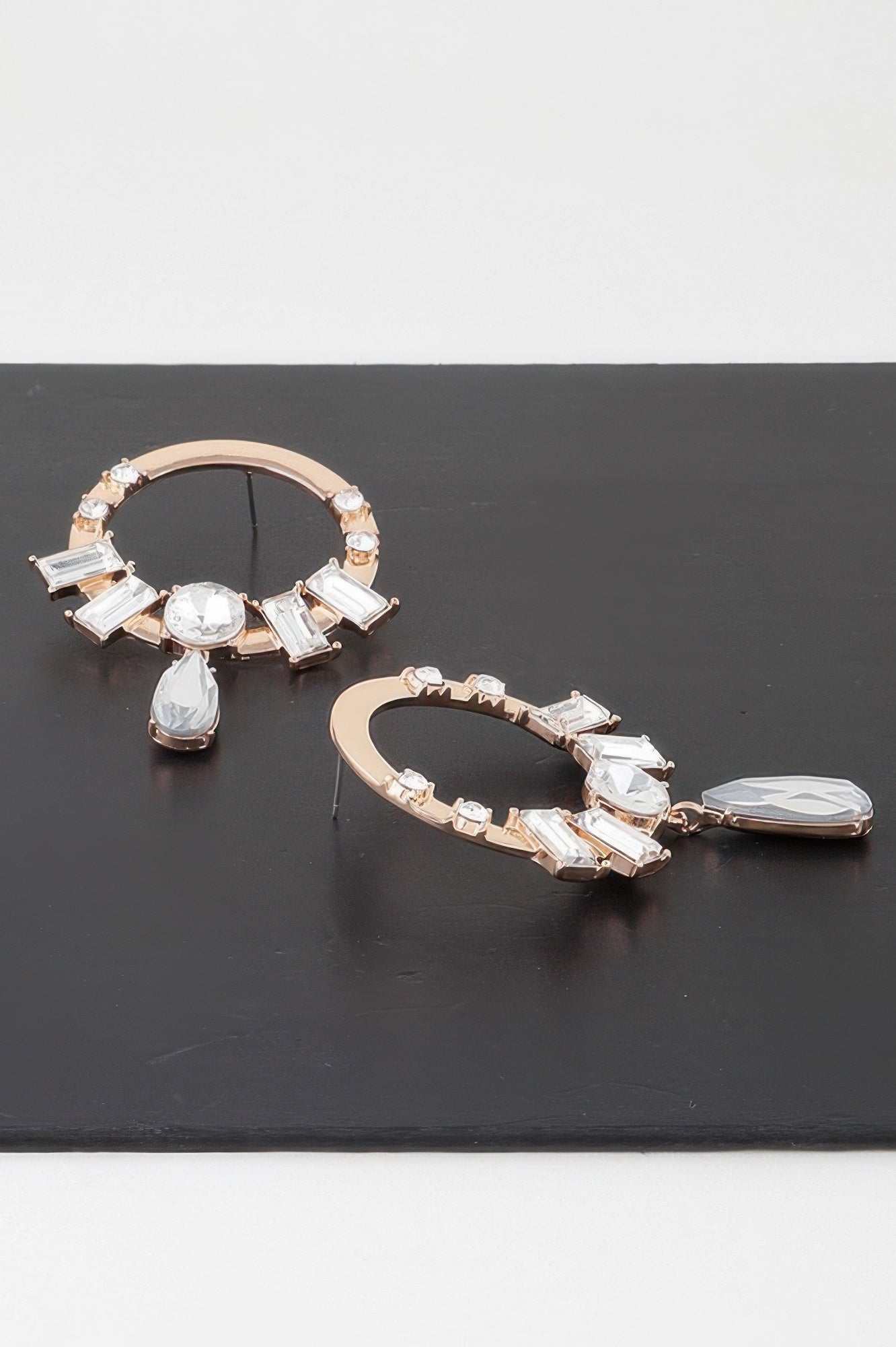 Crystal Embellished Hoop Drop Earrings Secondary image
