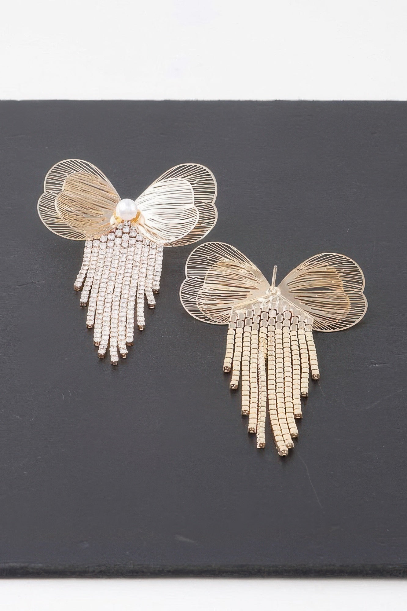 Butterfly Wing Fringe Drop Earrings Secondary image