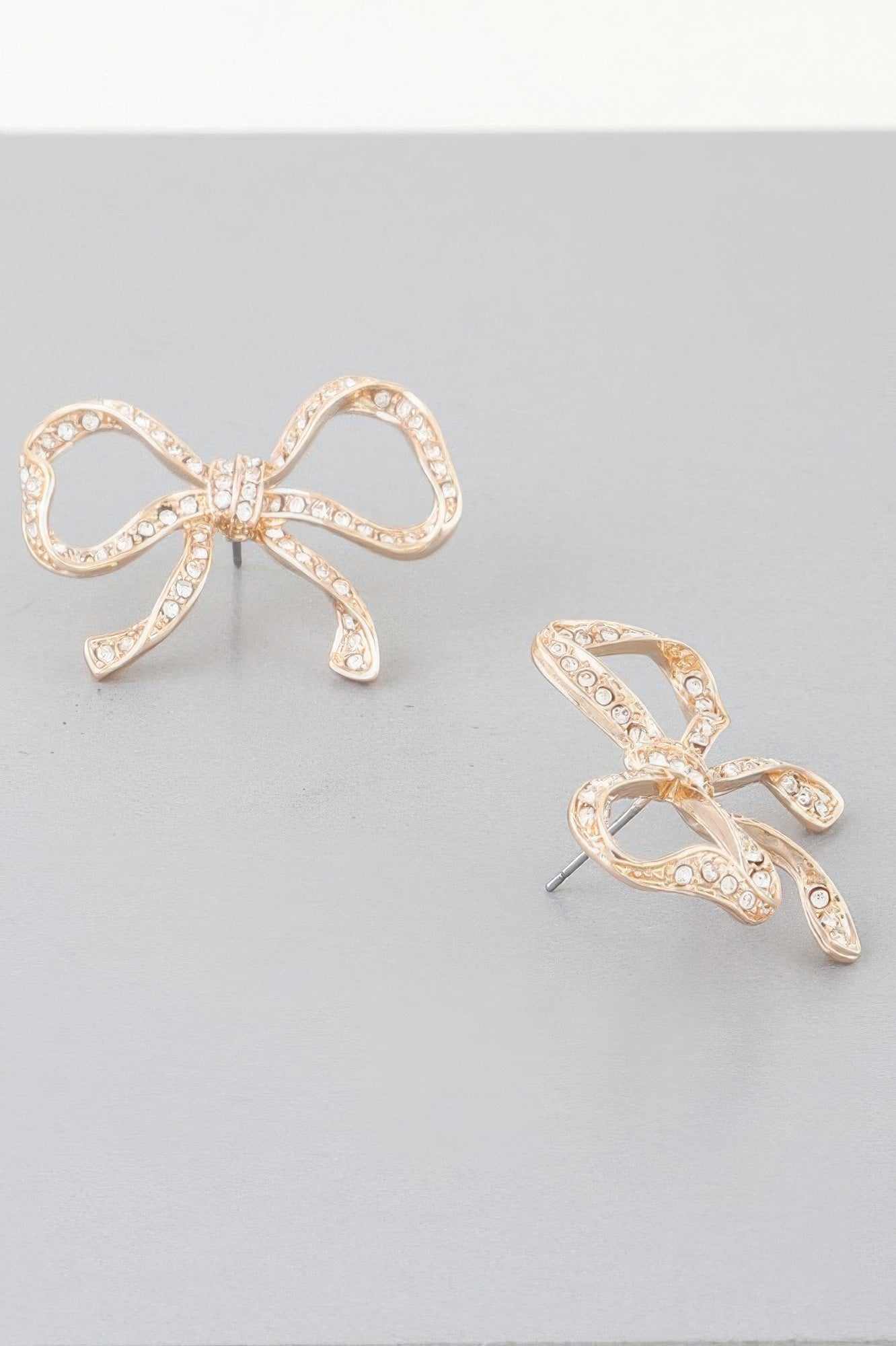 Rhinestone Bow Stud Earrings Secondary image