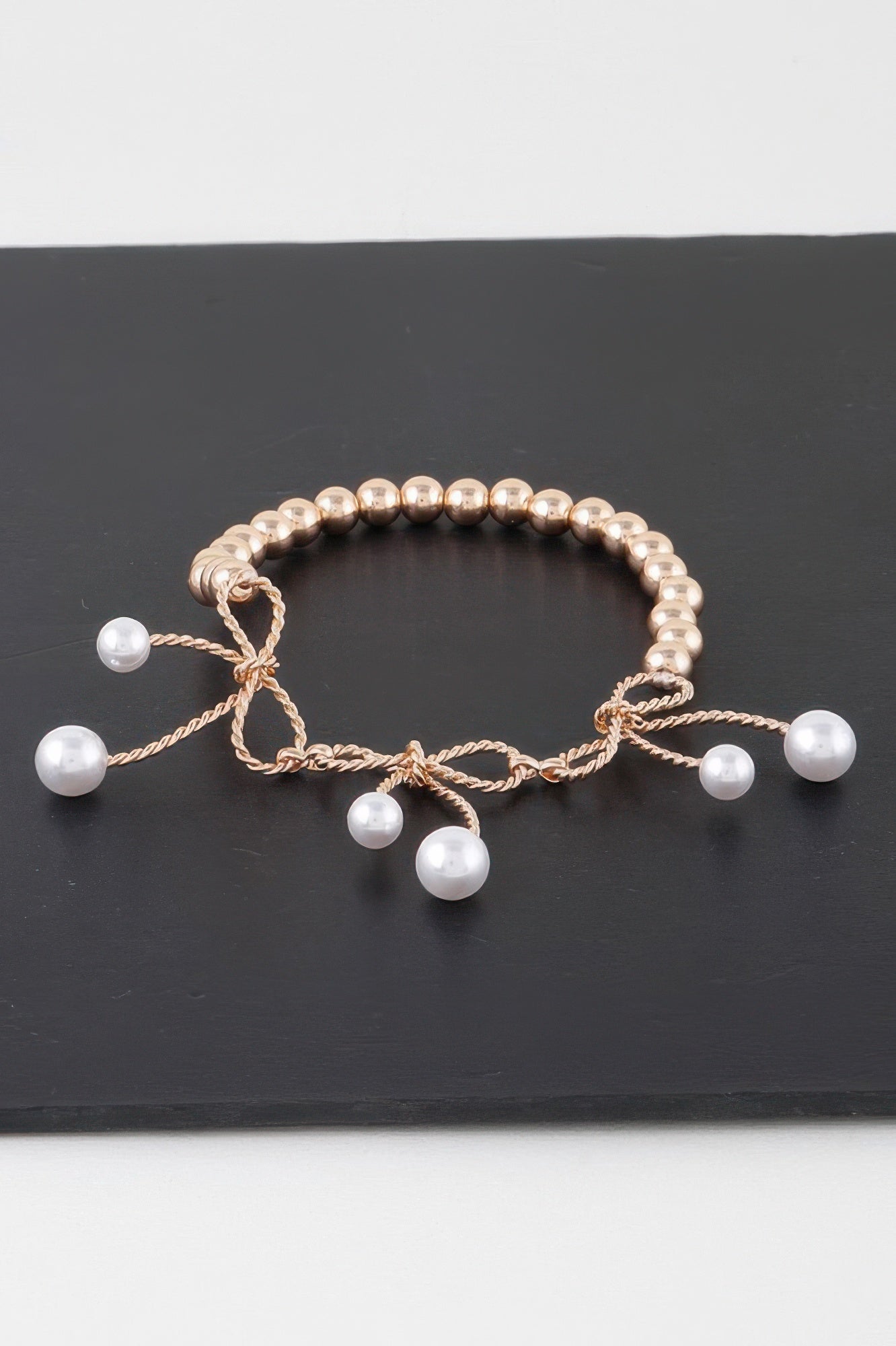 Gold Cream Faux Pearl Bracelet Secondary image