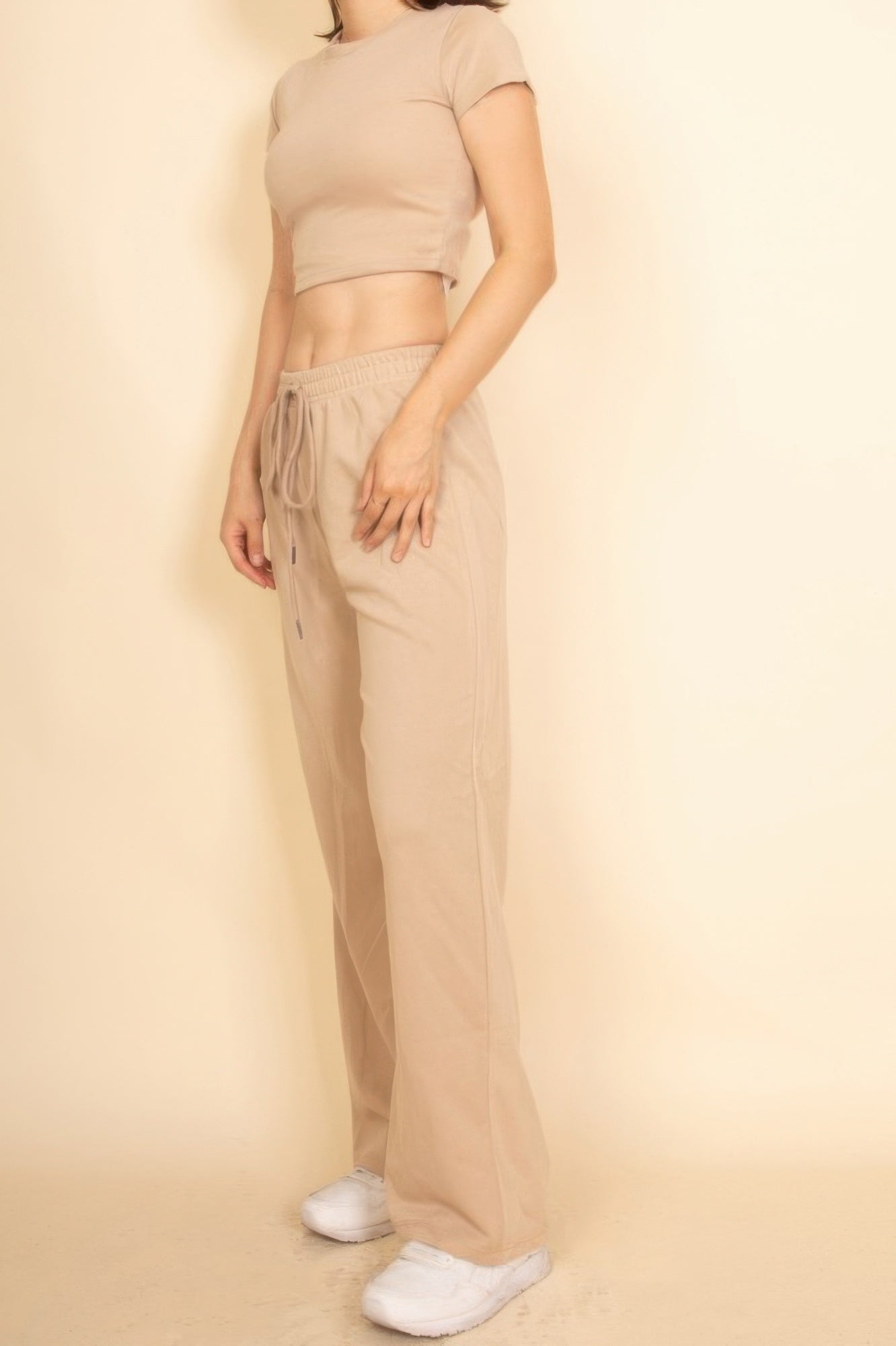 Cropped Tee and Wide-Leg Knit Pants Set Secondary image