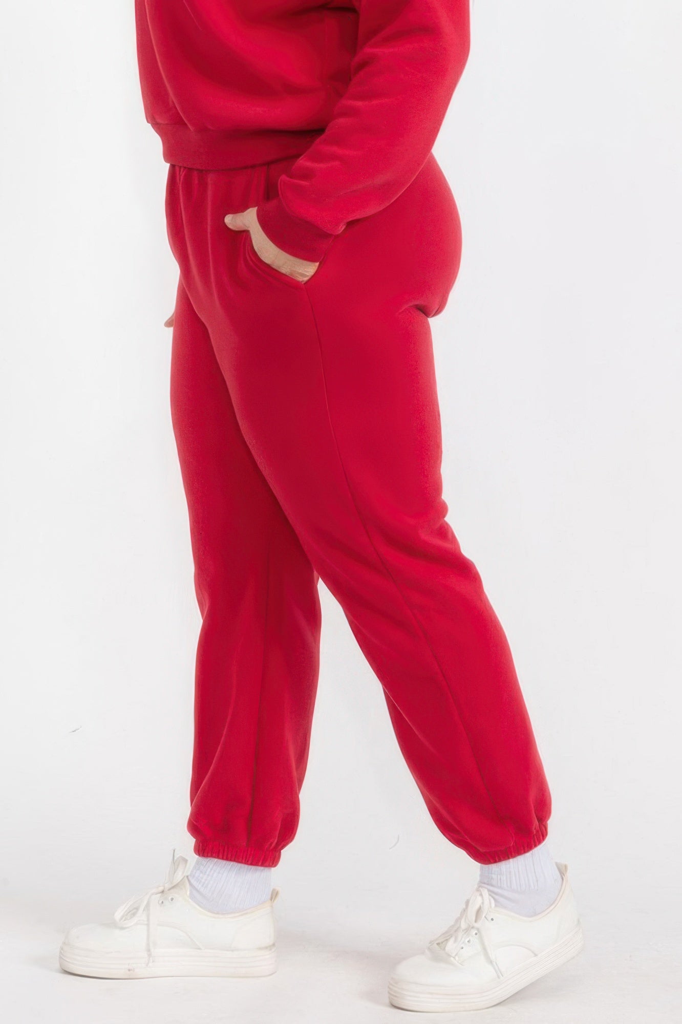 Plus Size Fleece Jogger Pants with Elastic Waist Secondary image