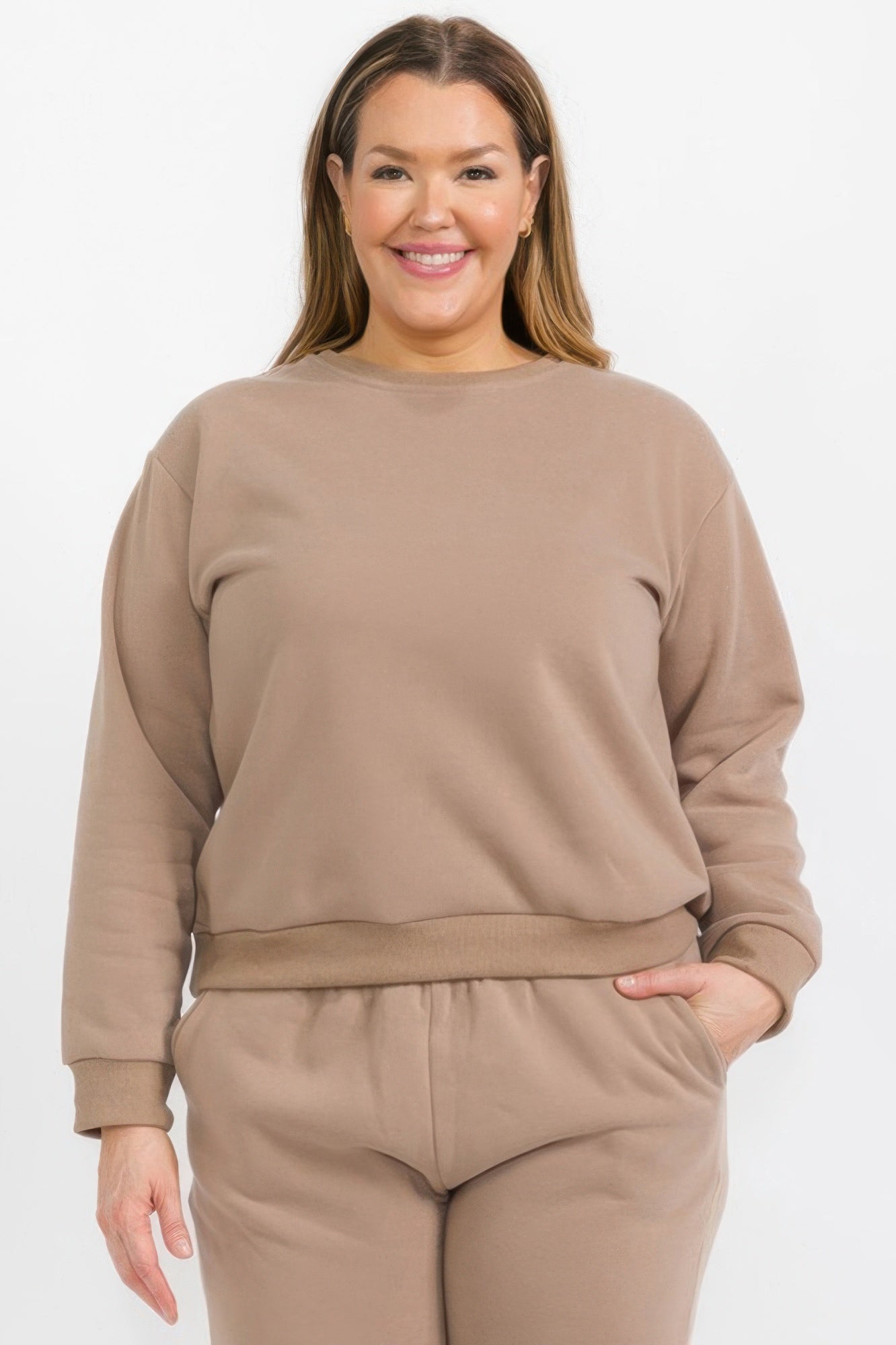 Plus Size Soft Fleece Crewneck Pullover Secondary image