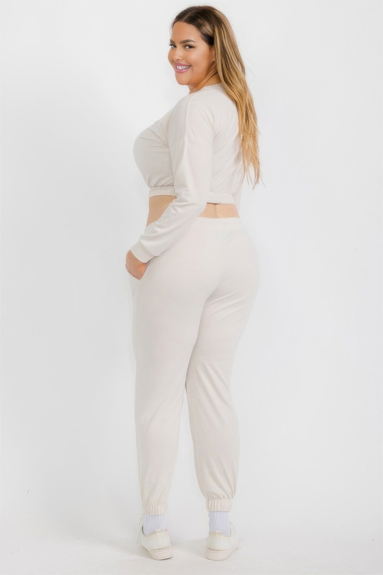 Plus Size Cropped Pullover and Joggers Two-Piece Set Secondary image