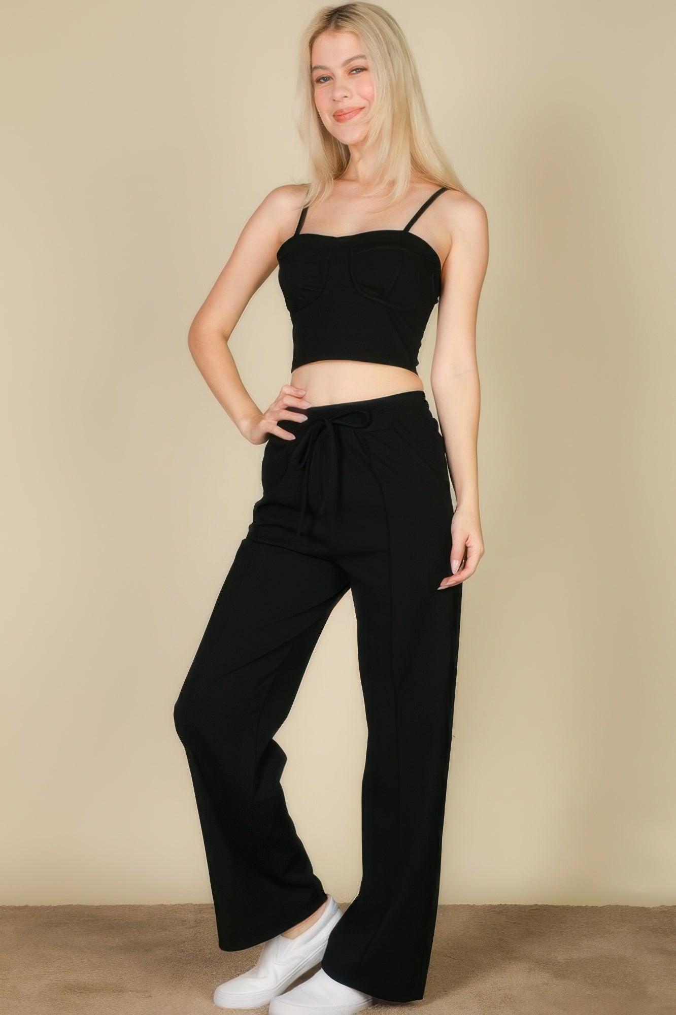 Bustier Cami and Straight-Leg Pocket Pants Set Secondary image