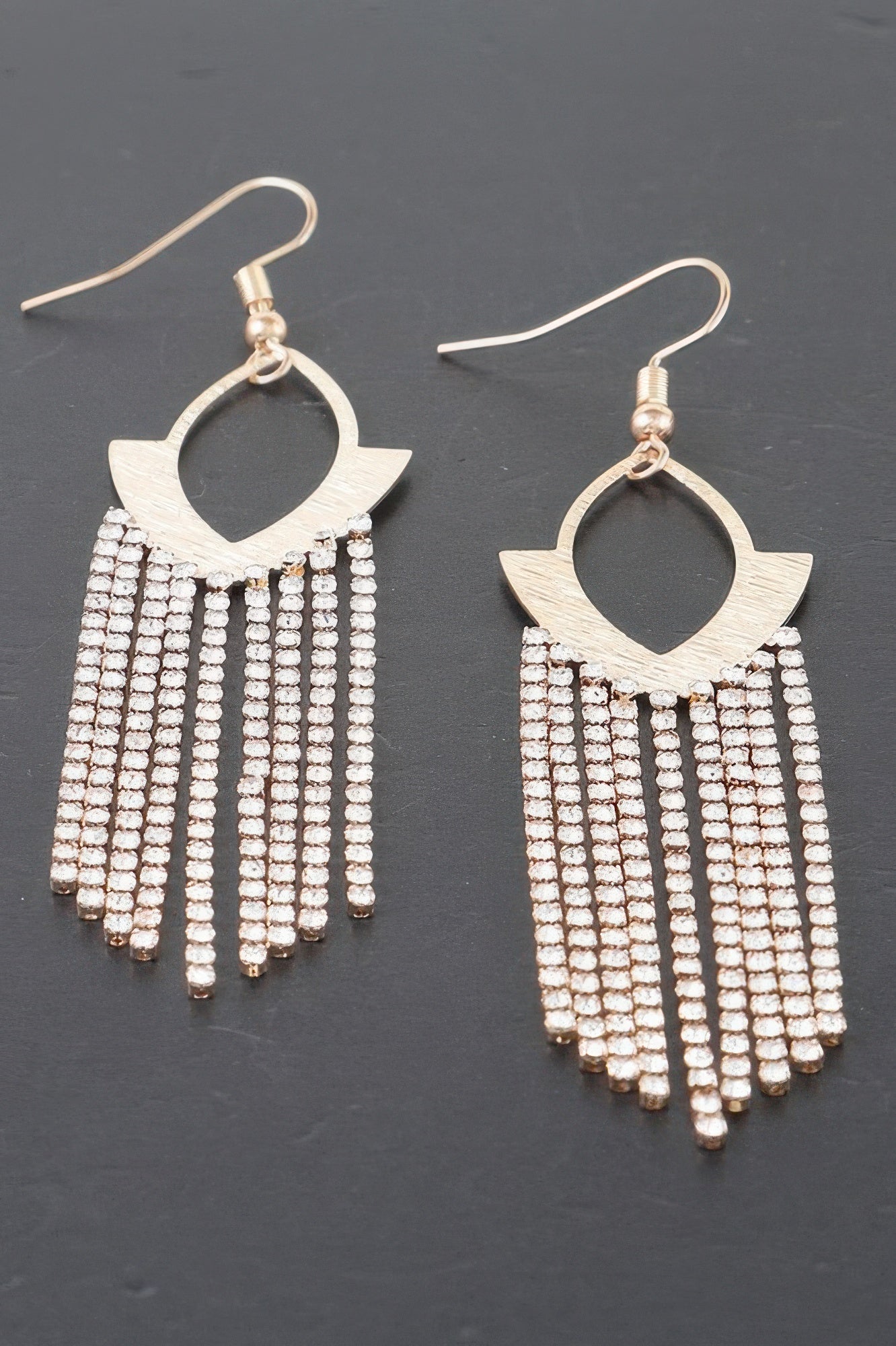 Gold Clear Fringe Drop Earrings Secondary image