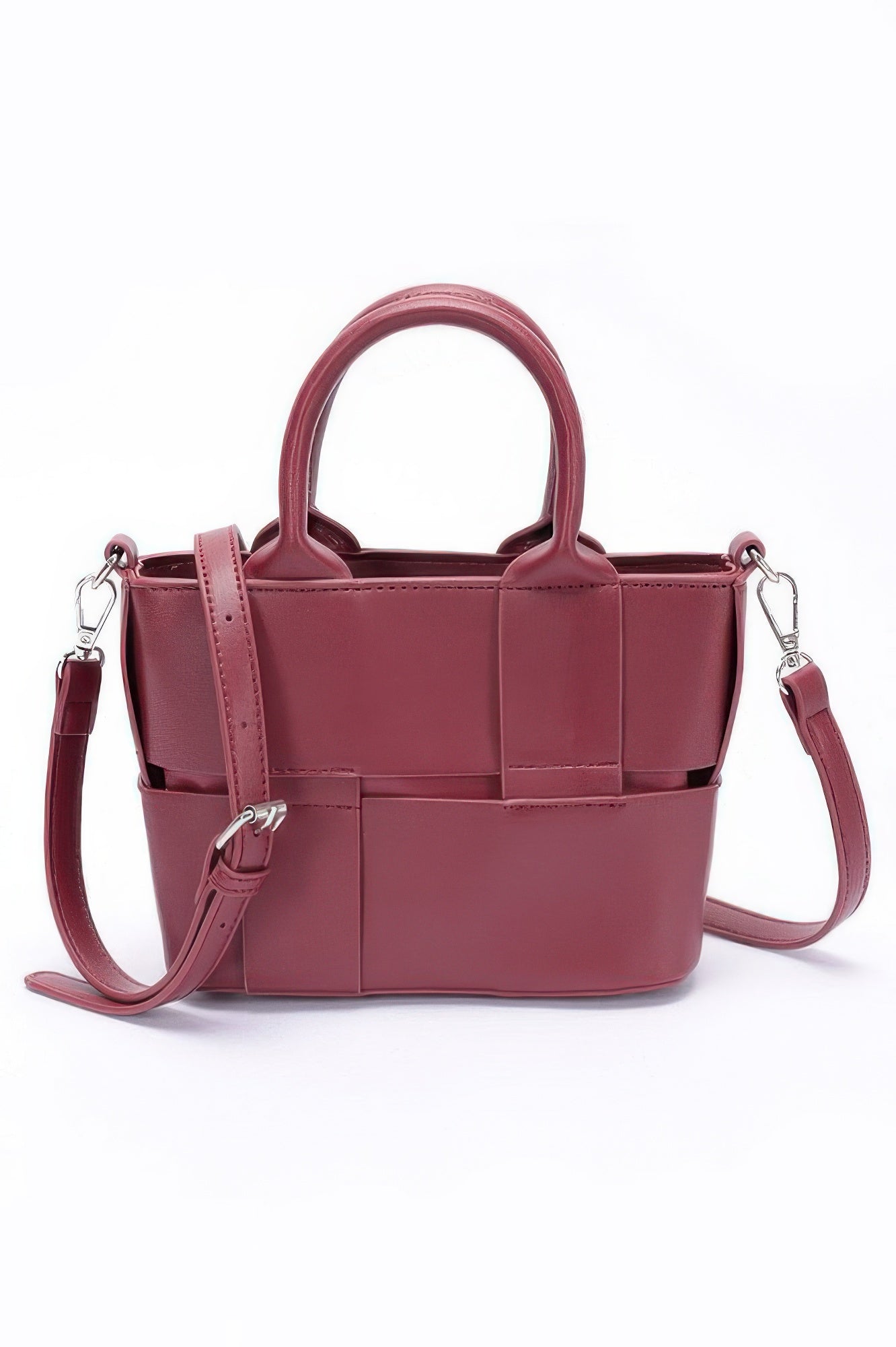 Faux Leather Tote with Top Handles and Shoulder Strap Secondary image
