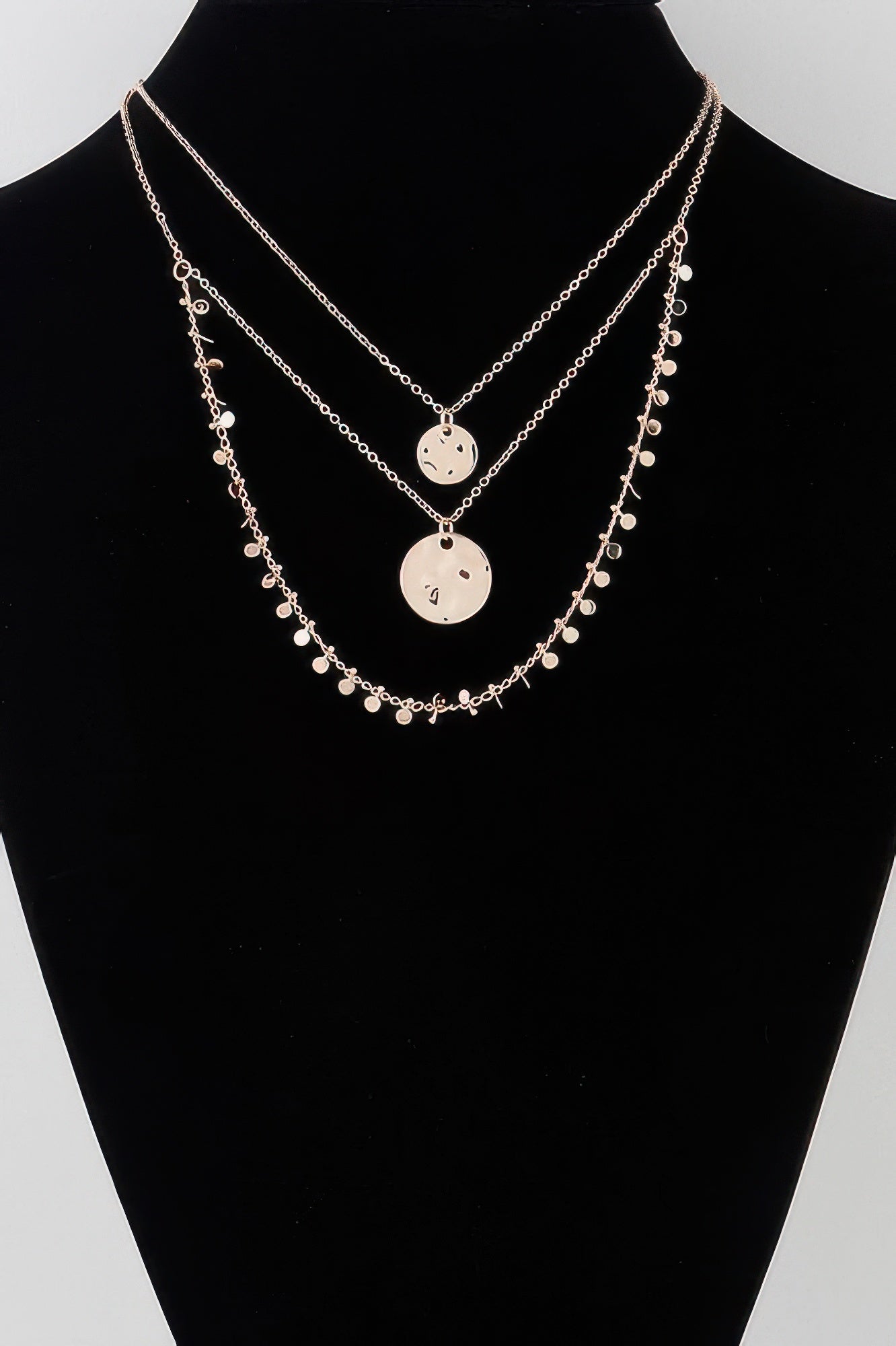 Gold-Tone Triple Disc Charm Necklace Secondary image