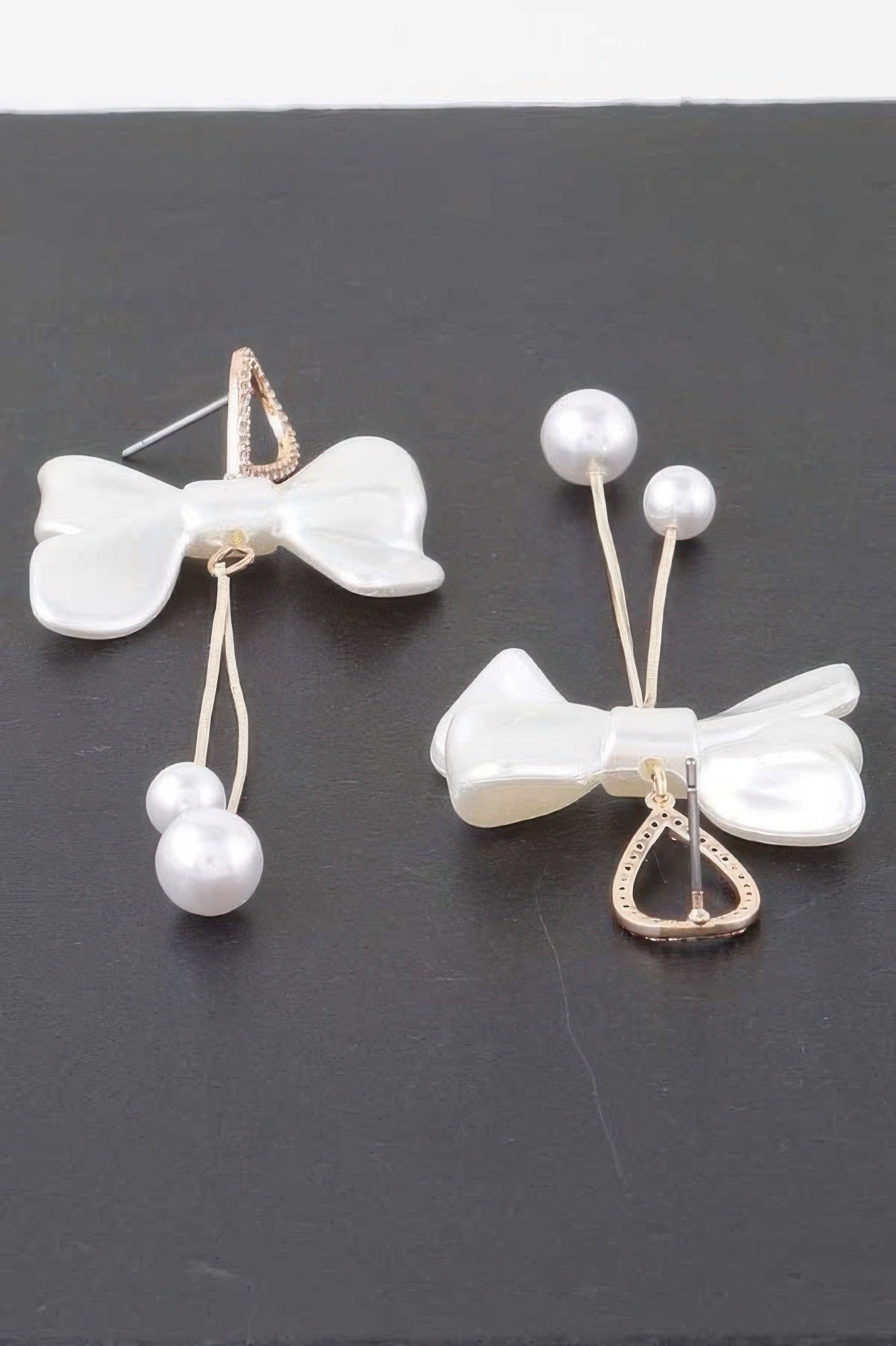 Ivory Bowknot Pearl Drop Earrings Secondary image