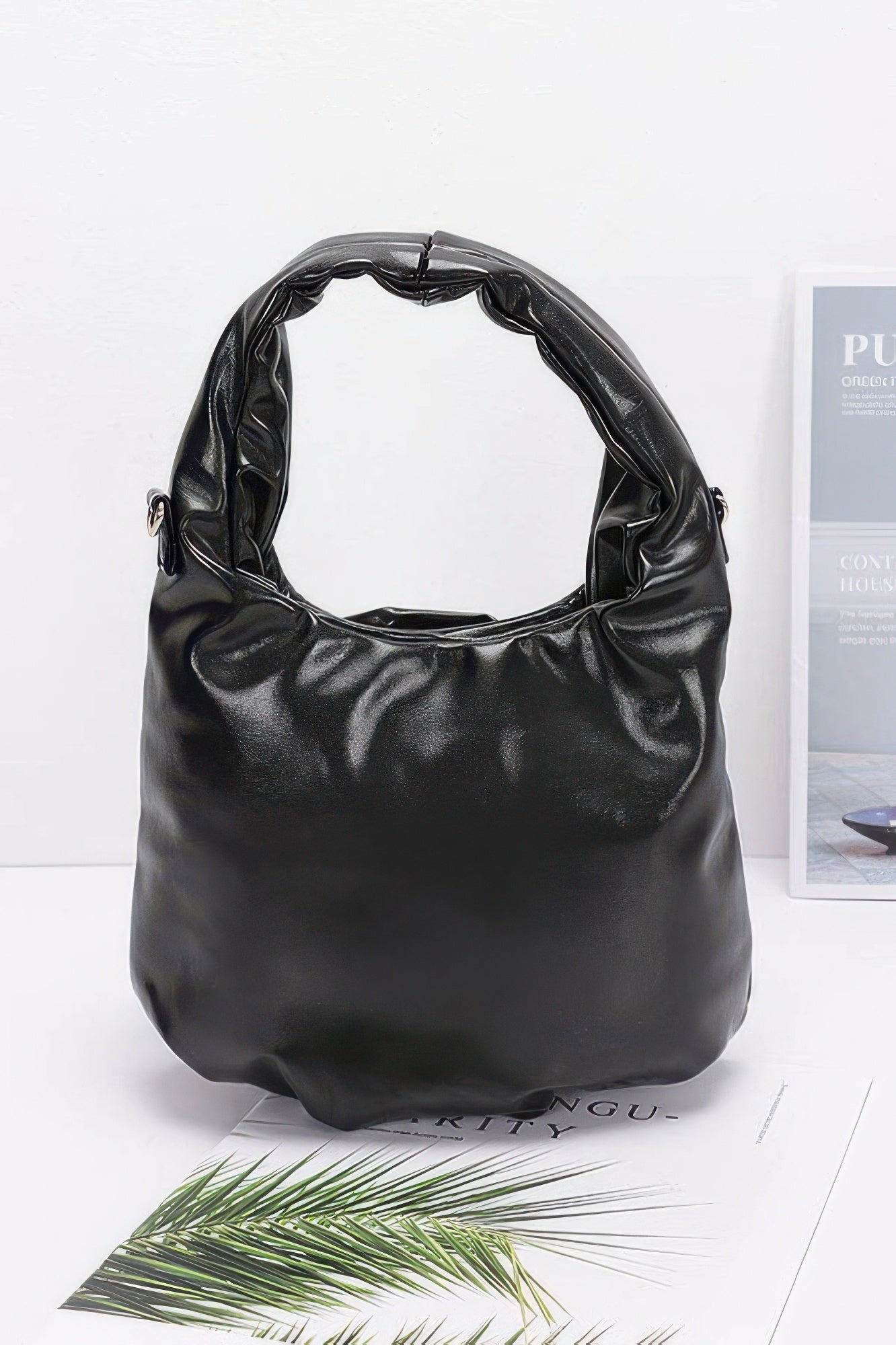 Glossy Flower Detail Handbag with Chain Strap Secondary image