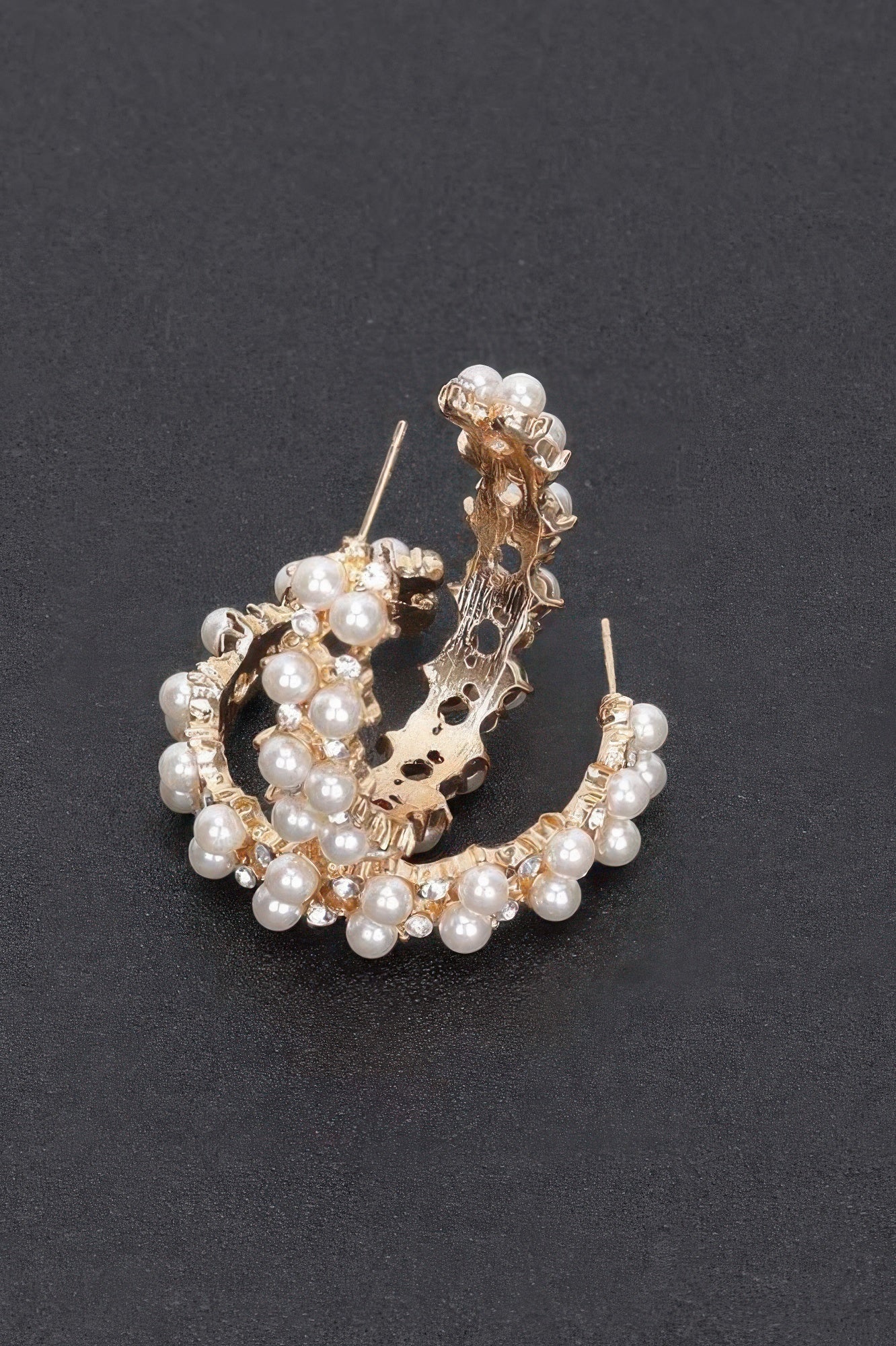 Gold Pearl-Trimmed Hoop Earrings Secondary image