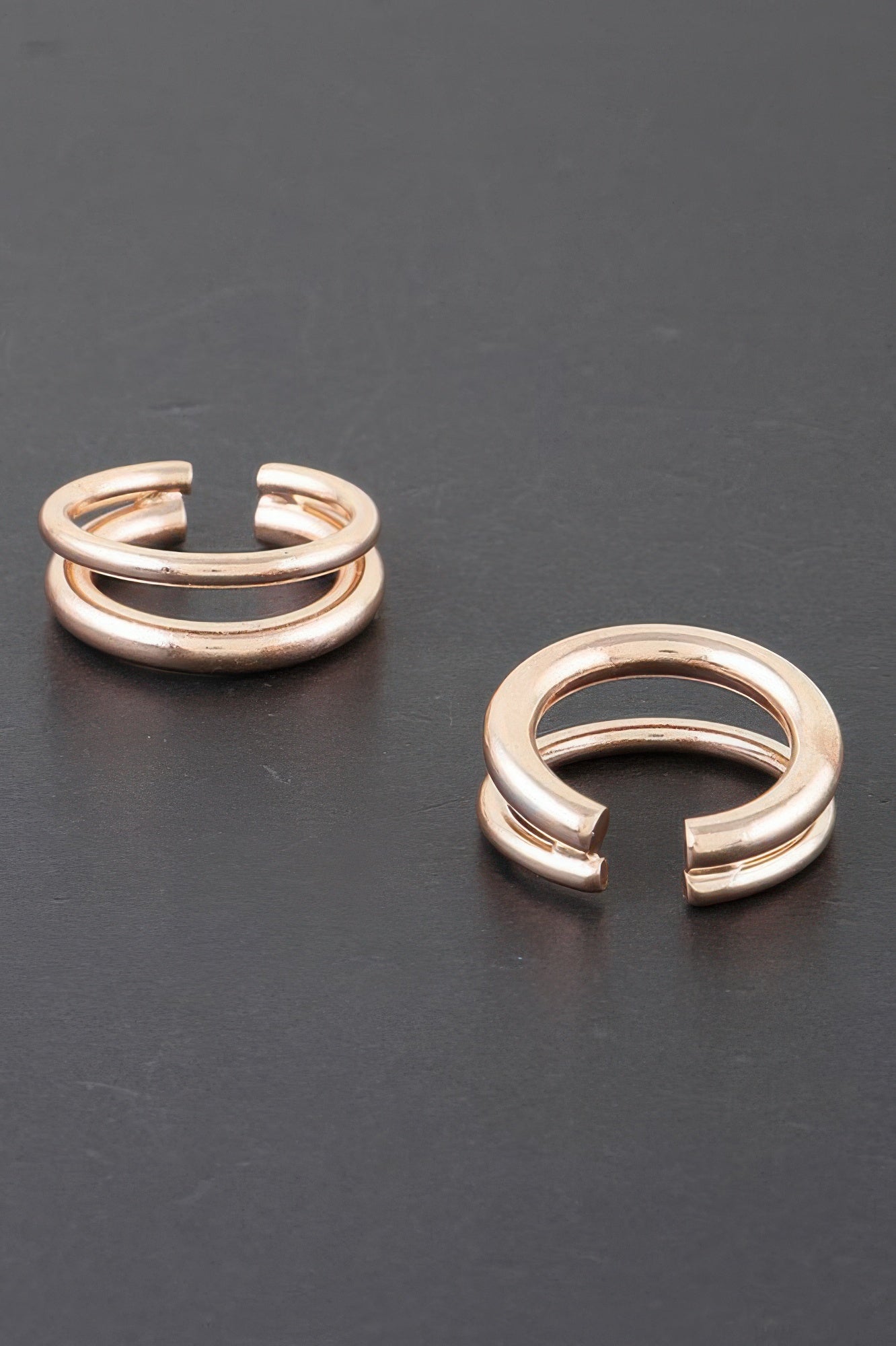 Gold-Plated Double Curve Hoop Earrings Secondary image