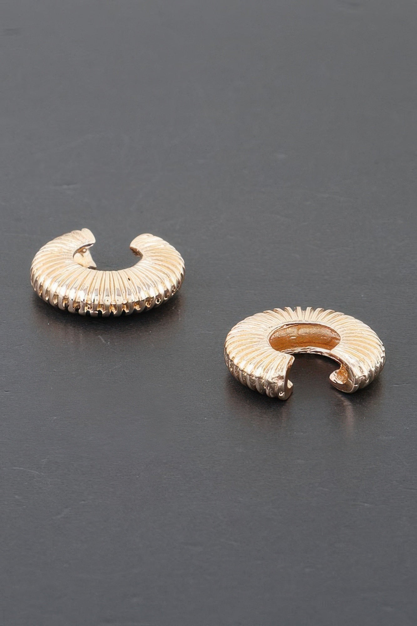 Ribbed Gold-Tone Hoop Earrings Secondary image