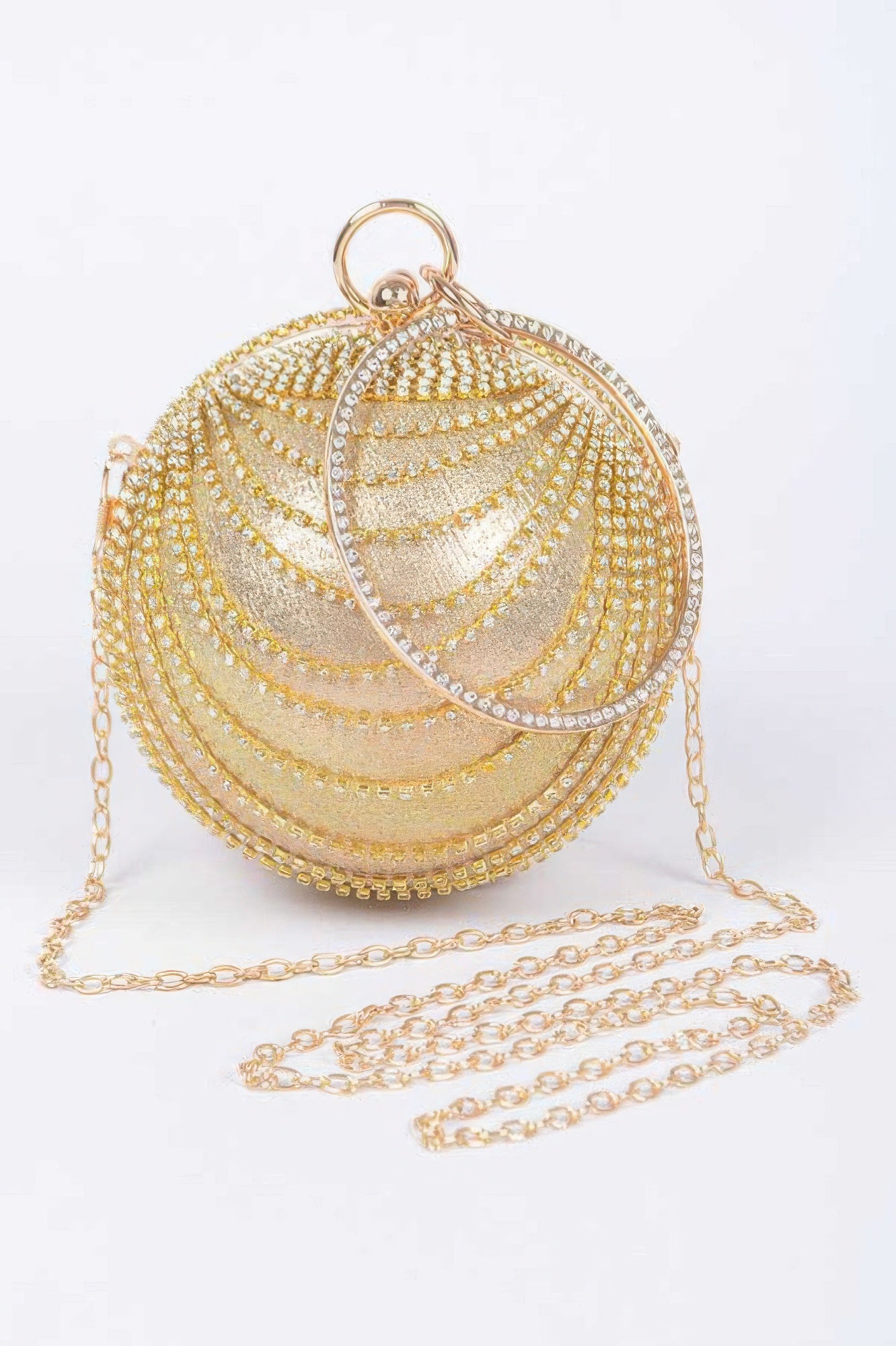 Round Rhinestone Evening Clutch with Chain Strap Secondary image